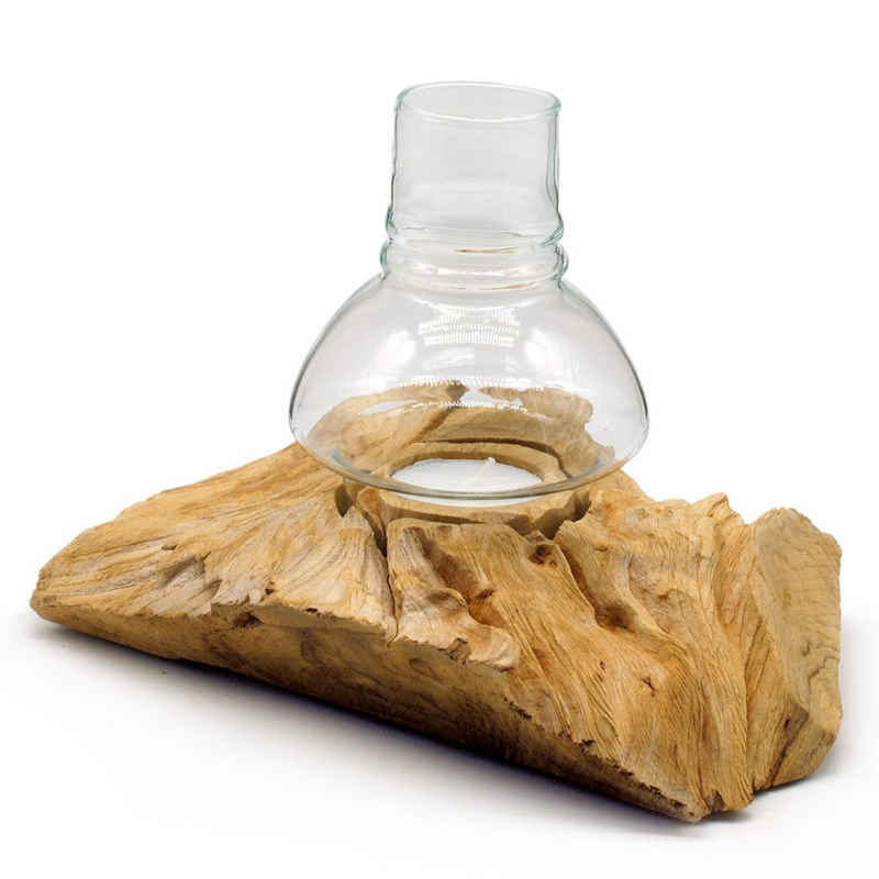 Gedeko Windlicht »Wurzelholz Deko«, Natur Teelichthalter aus Holz mit Glas