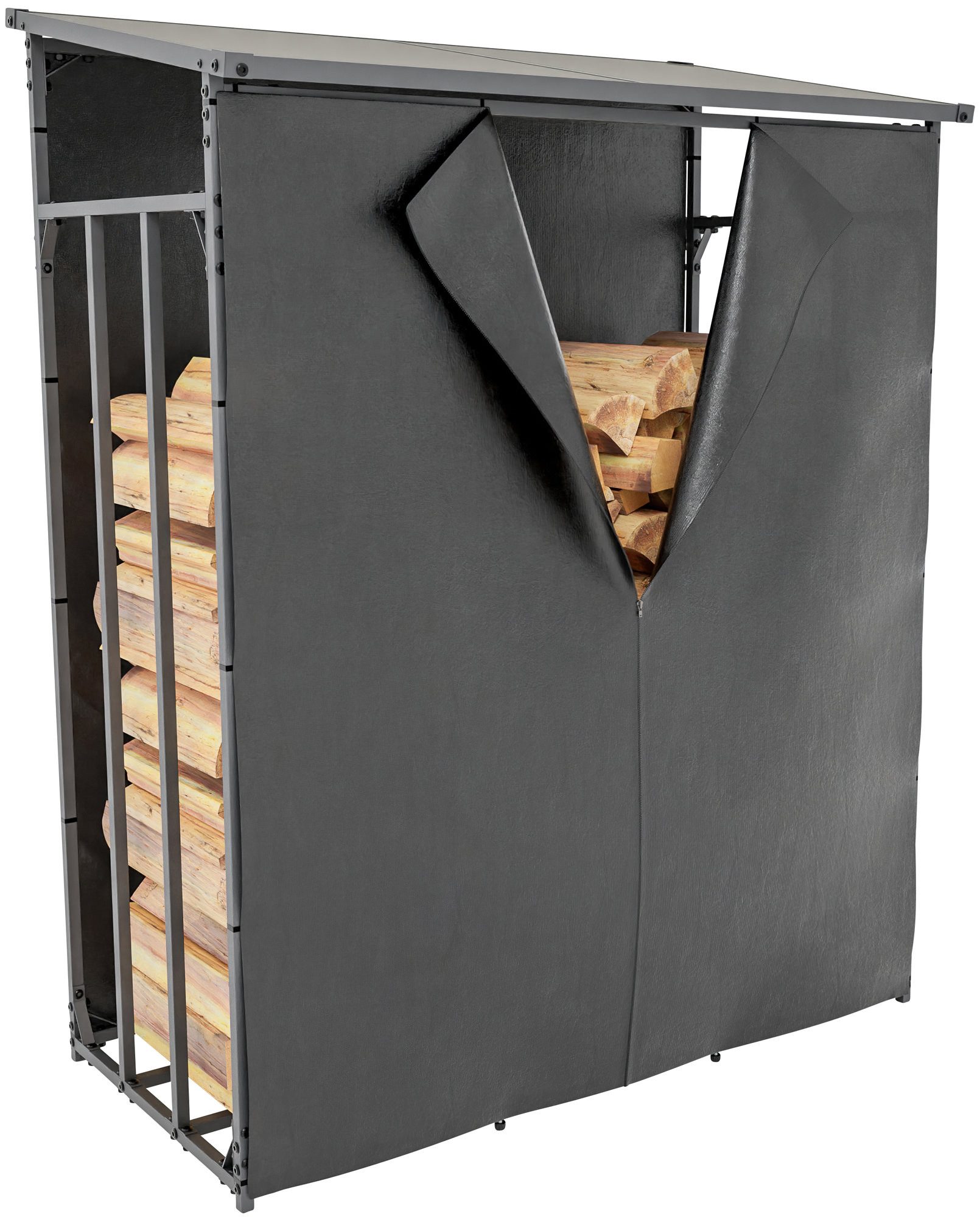 TPFLiving Kaminholzregal Sorin, BxTxH:130x70x165 cm, (Abschrägtes Dach aus günstig online kaufen