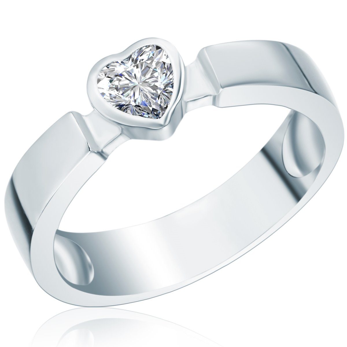 925 Silber, Rafaela Donata aus Zirkonia Damen-Ring mit Sterling Silberring Herz-Optik in
