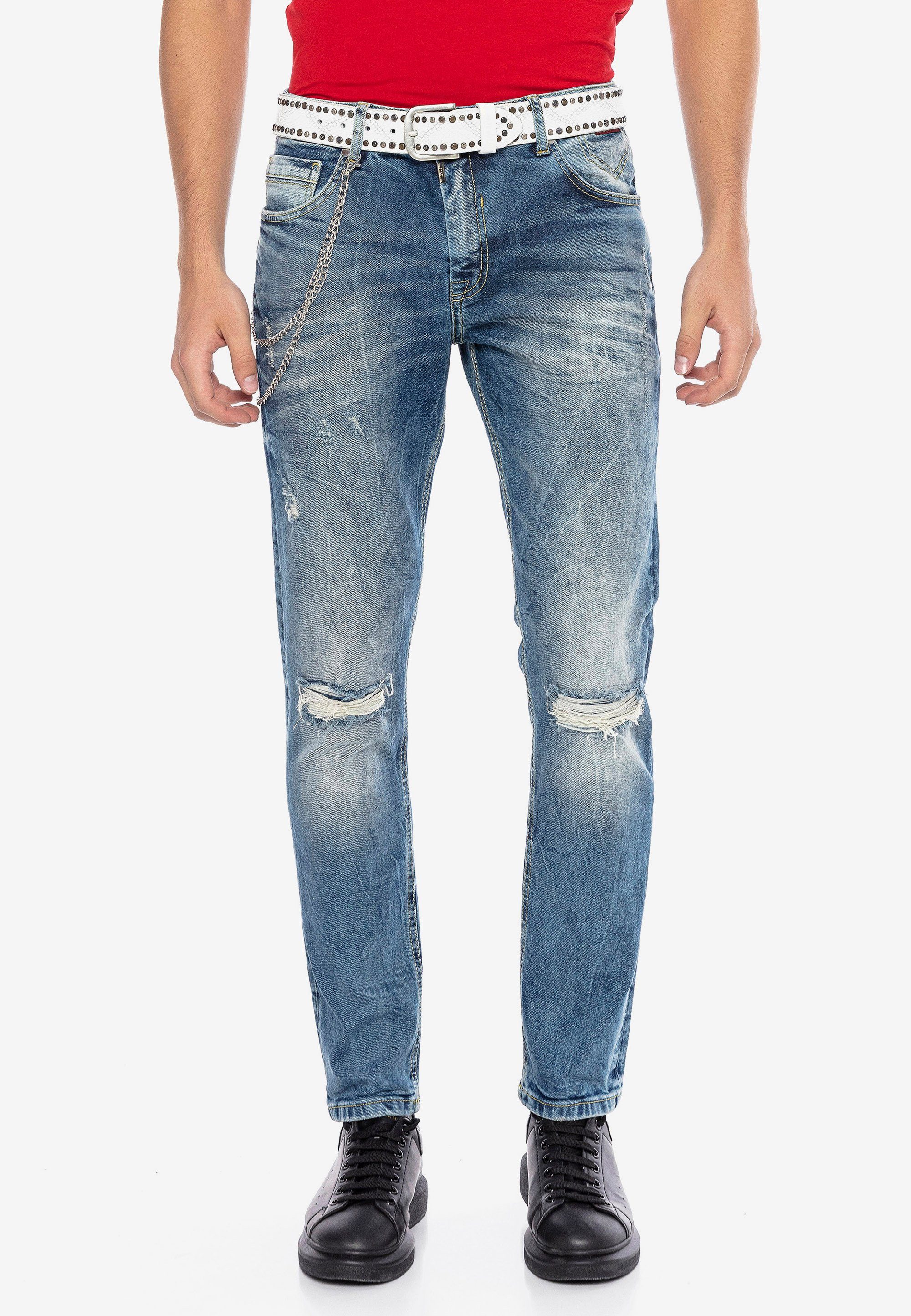 Herren Jeans Cipo & Baxx Bequeme Jeans im angesagten Used-Look in Slim Fit