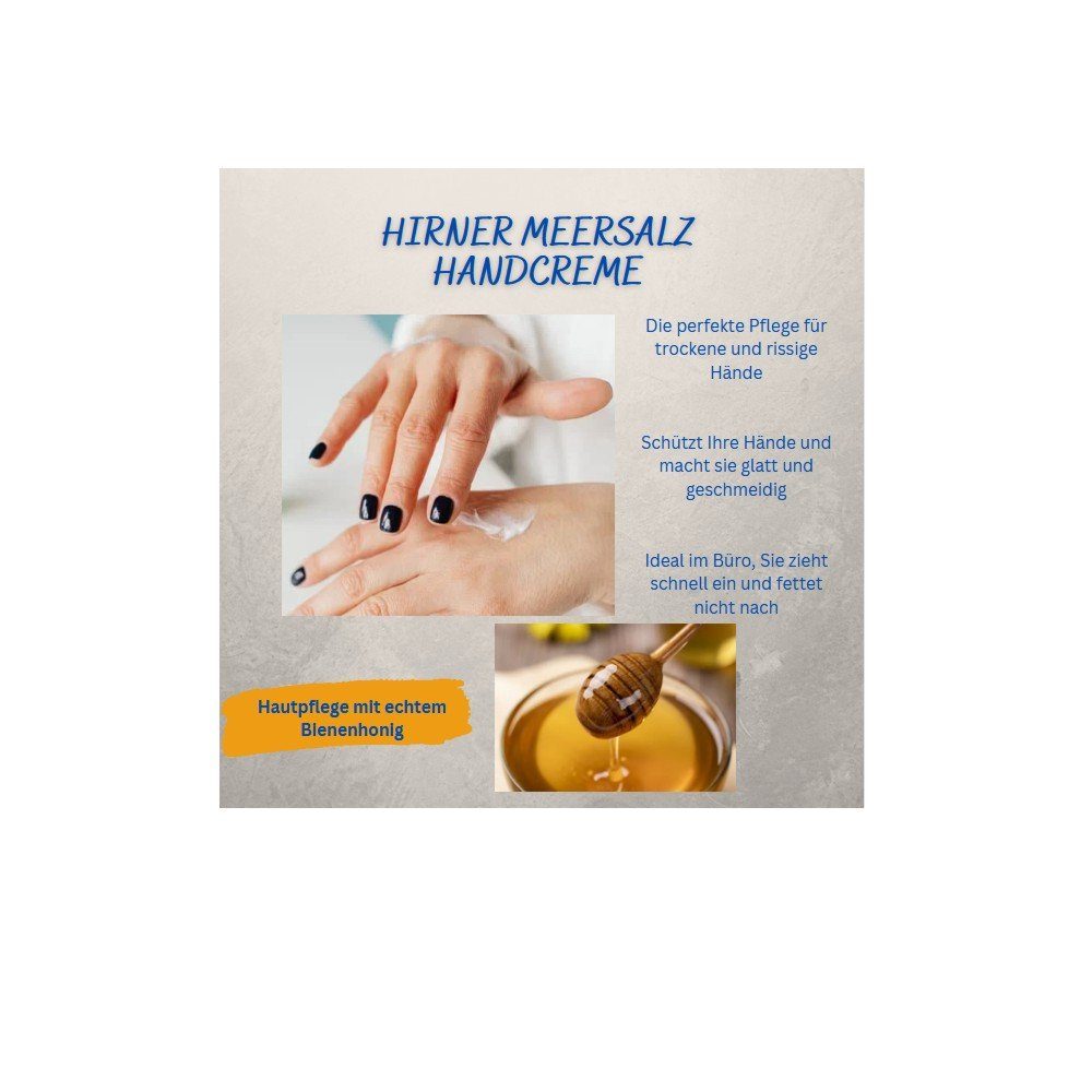 Handcreme rissige - Hirner Pflege Meersalz für mit und Bienenhonig Salz Hirner ml natürlichem trockene, Meersalz 100 Handcreme Hände,