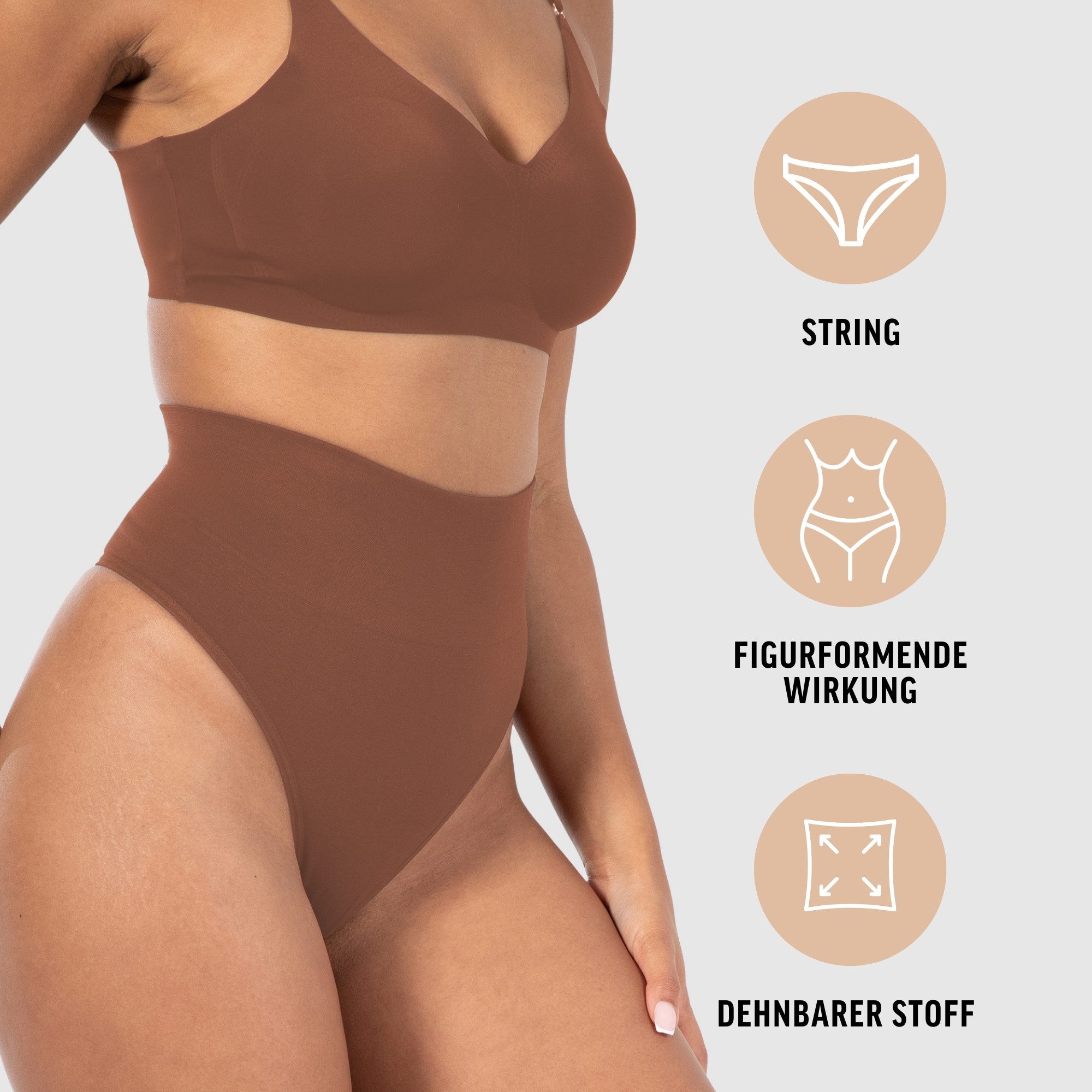 Smilodox String Nysa, Mid Waist Miederslip Shaping Tanga, Formende Shapewear Figurformende Miederhose, Seamless Unterwäsche Unterhose