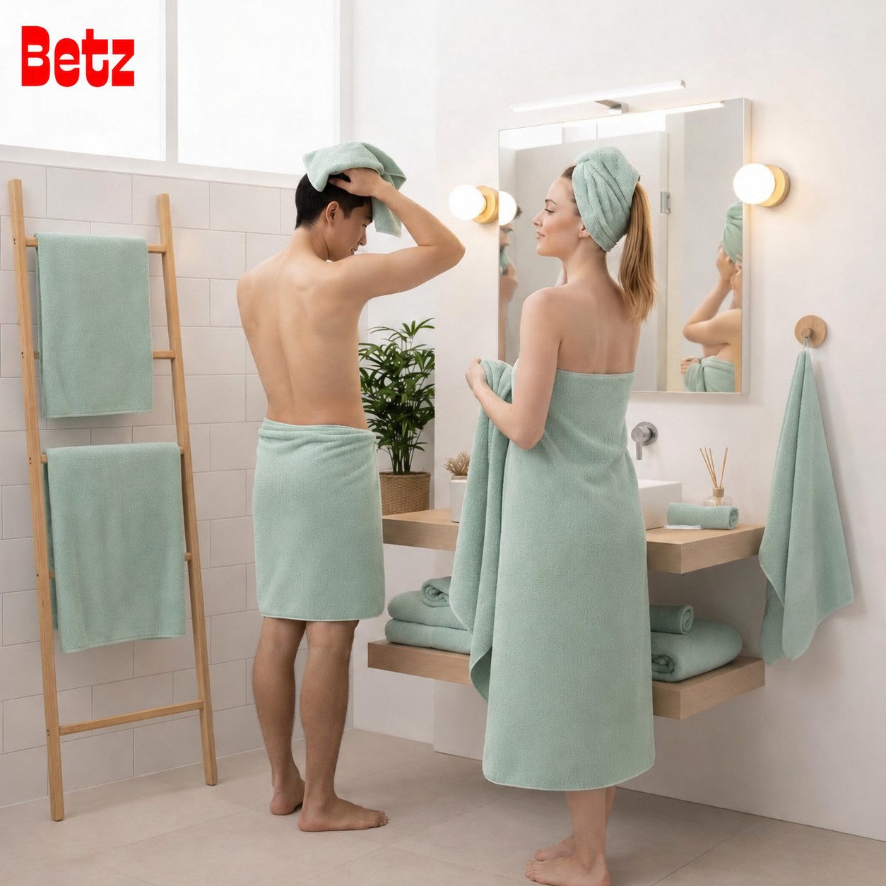 Betz Badetuch Berlin Größe 100 x 200 cm Saunatuch & Strandtuch 360 g/m², 100% Baumwolle (1 Stück, 1-St), saugstark & weich – großes Handtuch mit Aufhänger – Serie Berlin
