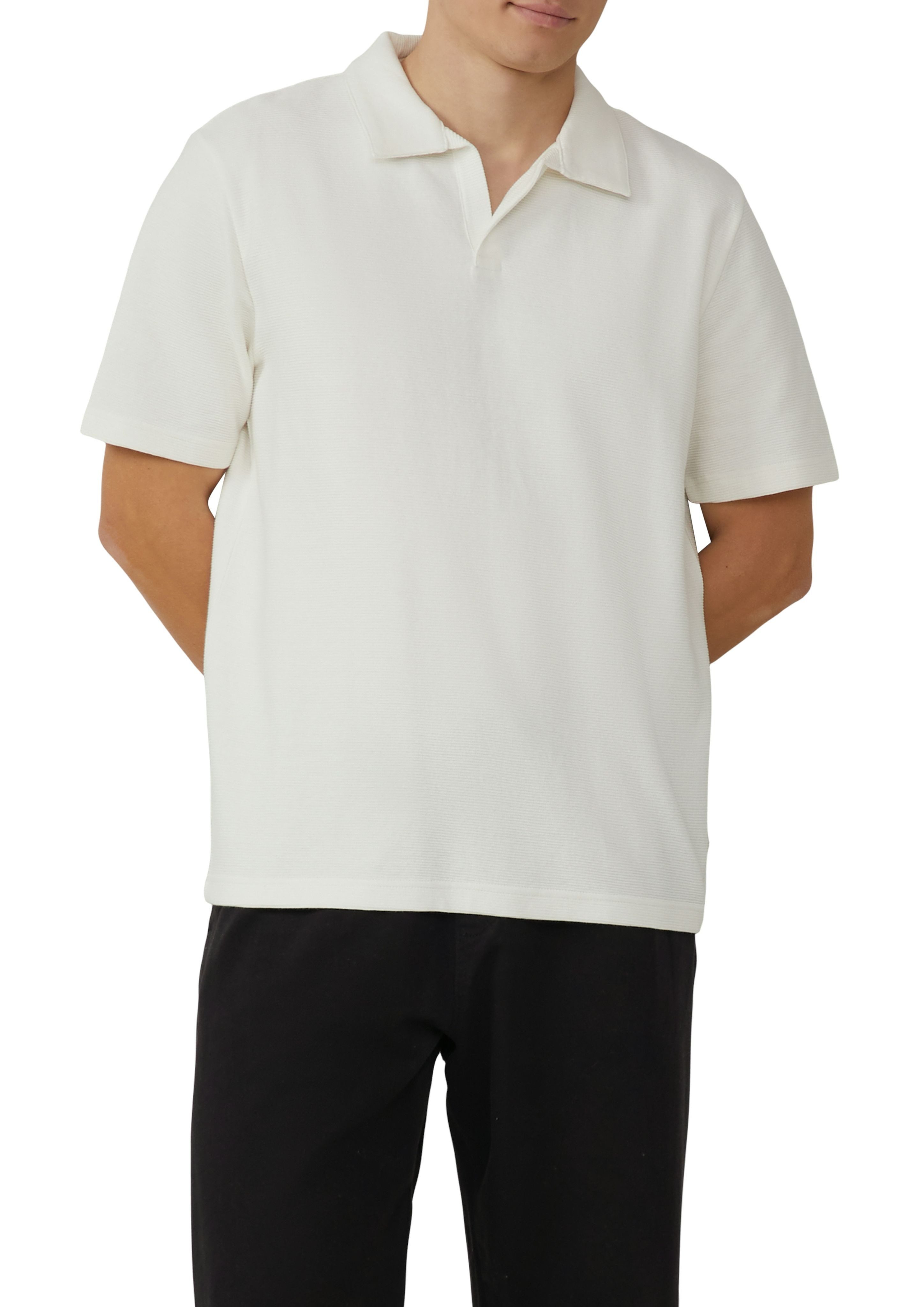 QS Kurzarmshirt T-Shirt mit offenem Polokragen günstig online kaufen