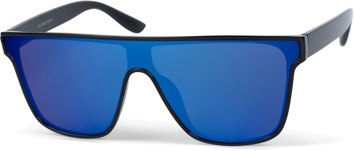 (1-St) Sonnenbrille Blau Gestell verspiegelt Verspiegelt Glas styleBREAKER Schwarz /