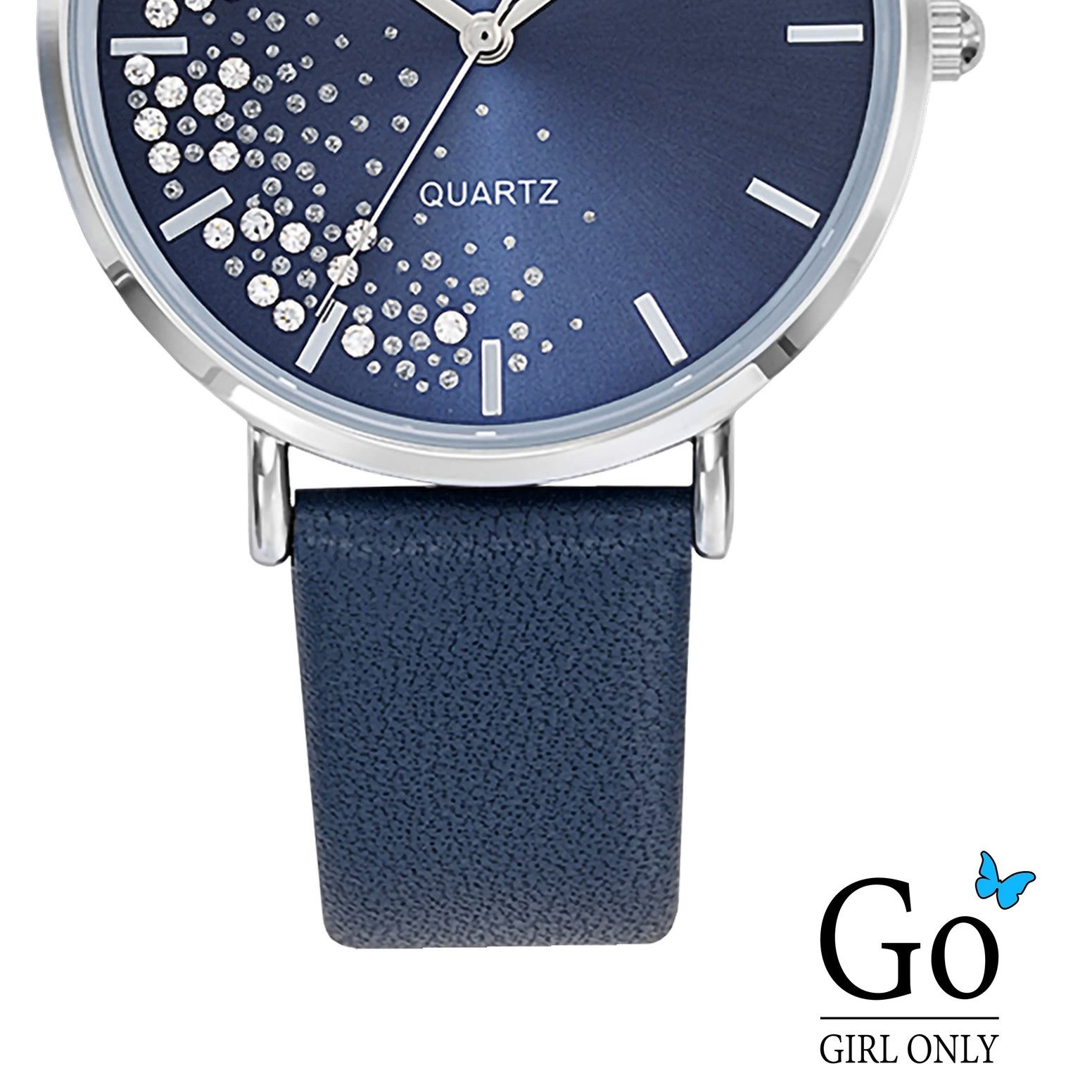 Girl Only Quarzuhr Girl Only Damenuhr Leder blau, (Analoguhr), Damenuhr GO blau, mittel (ca. 36mm) Lederarmband, Elegant-Style