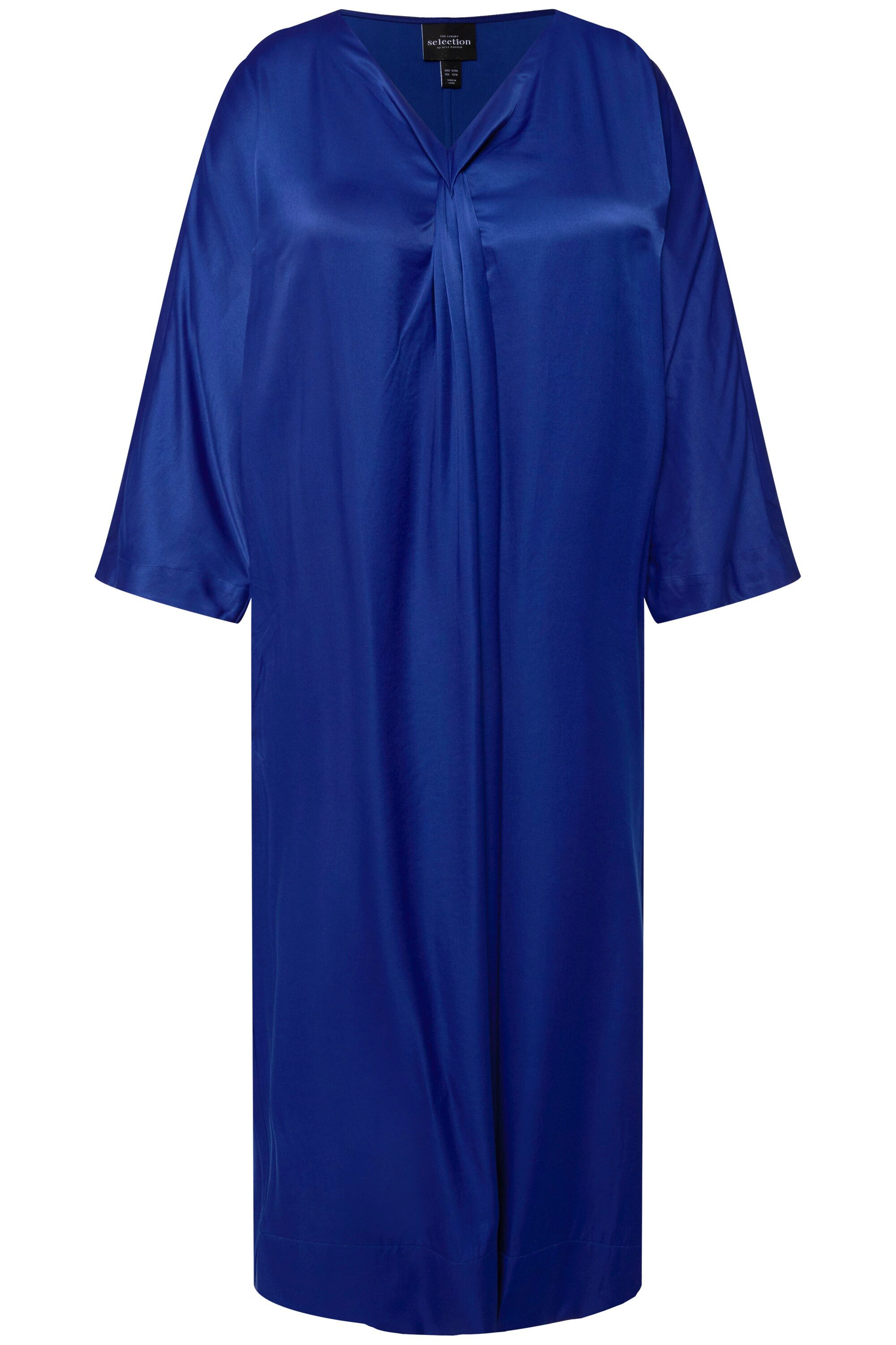Maxikleid Midikleid Satin V-Ausschnitt Halbarm Taschen