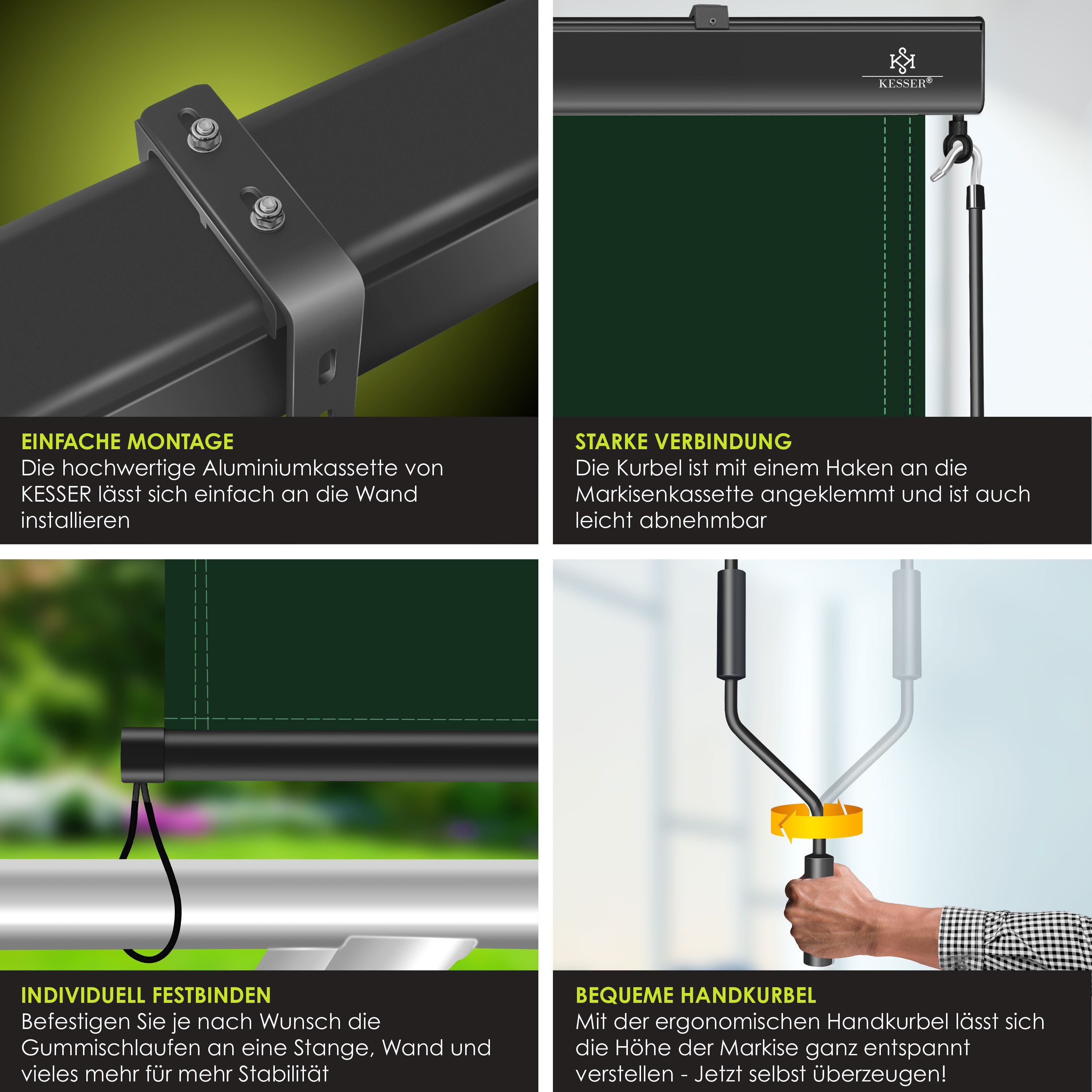 KESSER Senkrechtmarkise Markise Außenrollo Handkurbelmechanismus Balkonrollo Sichtschutz