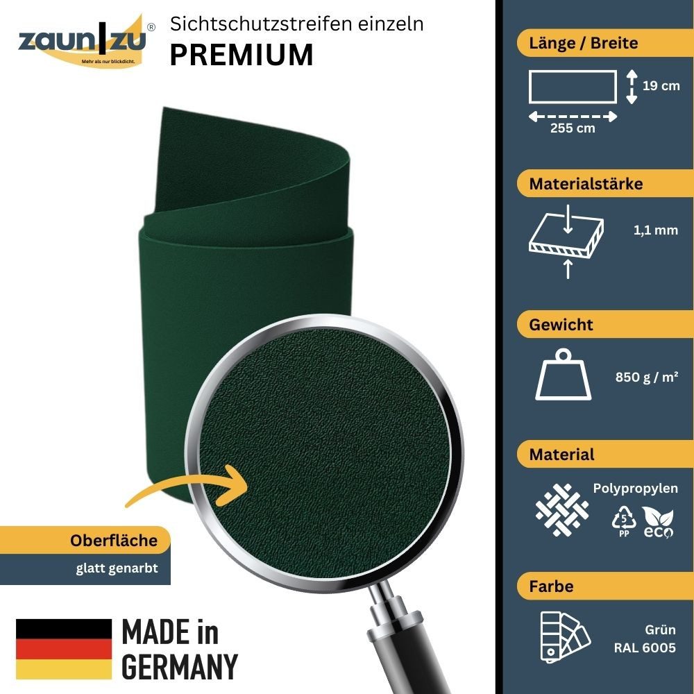 zaunzu Sichtschutzstreifen Premium Einzelstreifen genarbte Lederstruktur günstig online kaufen
