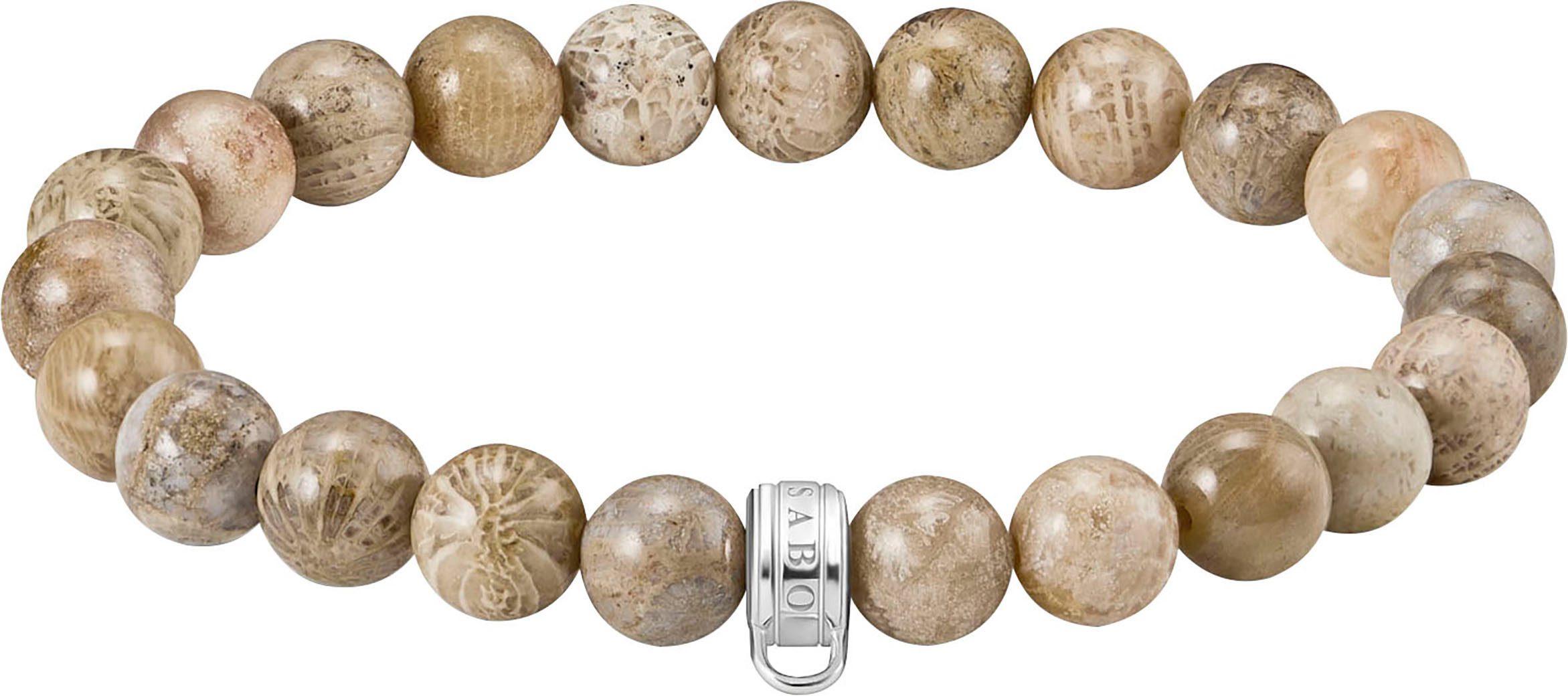 Valentinstagsgeschenk THOMAS SABO Charm-Armband Charm Club: Bead-Armband Daisy Jaspis, mit Jaspis, beige|silberfarben