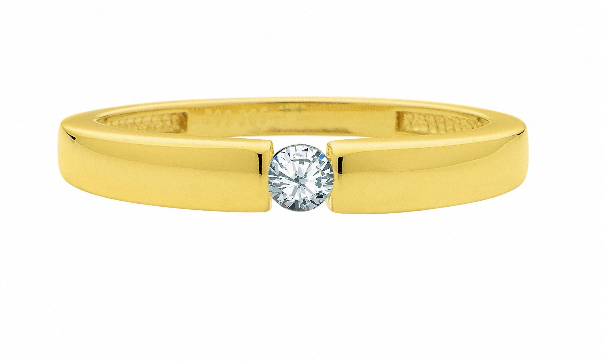 Solitärring Solitärring 585 Gold (14K) mit Zirkonia