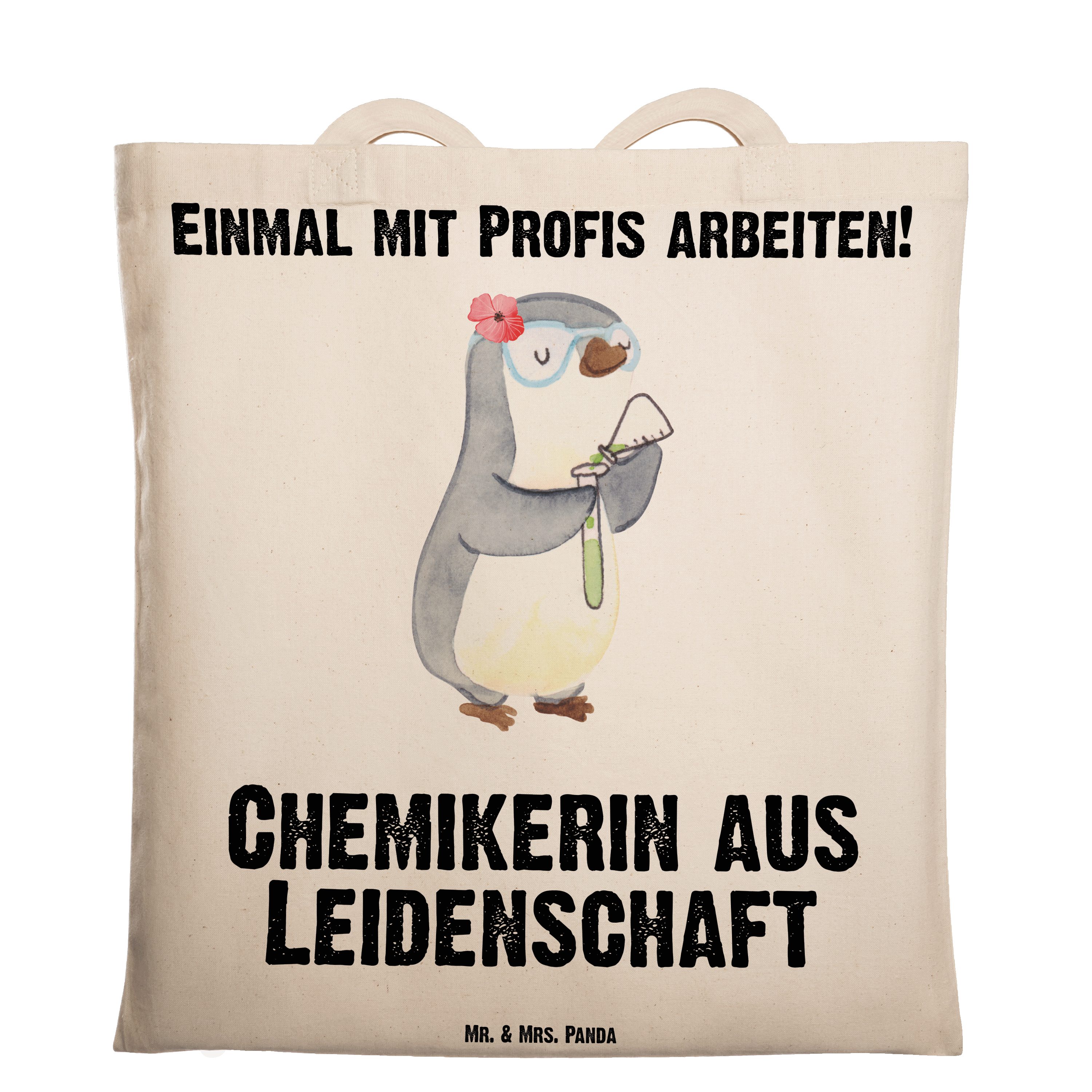 Mr. & Mrs. Panda Tragetasche Chemikerin aus Leidenschaft - Transparent - Geschenk, Schenken, Juteb (1-tlg) | Canvas-Taschen