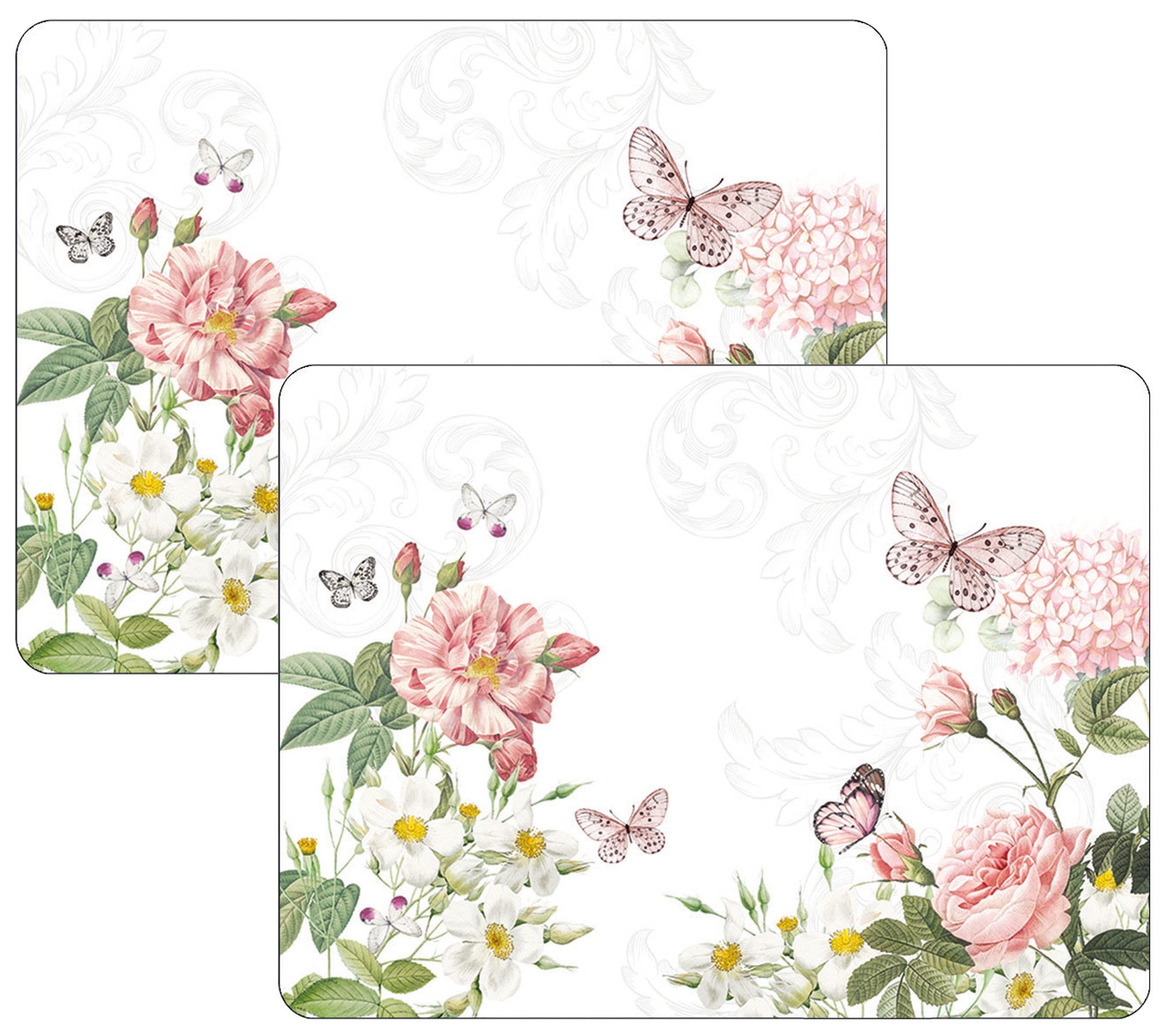 Ambiente® Platzset Amelia, (2-St., 2-teilig), Tischsets Platzsets (2 Stück) ca.40x30x0,25cm PVC dünner Schaumrücken