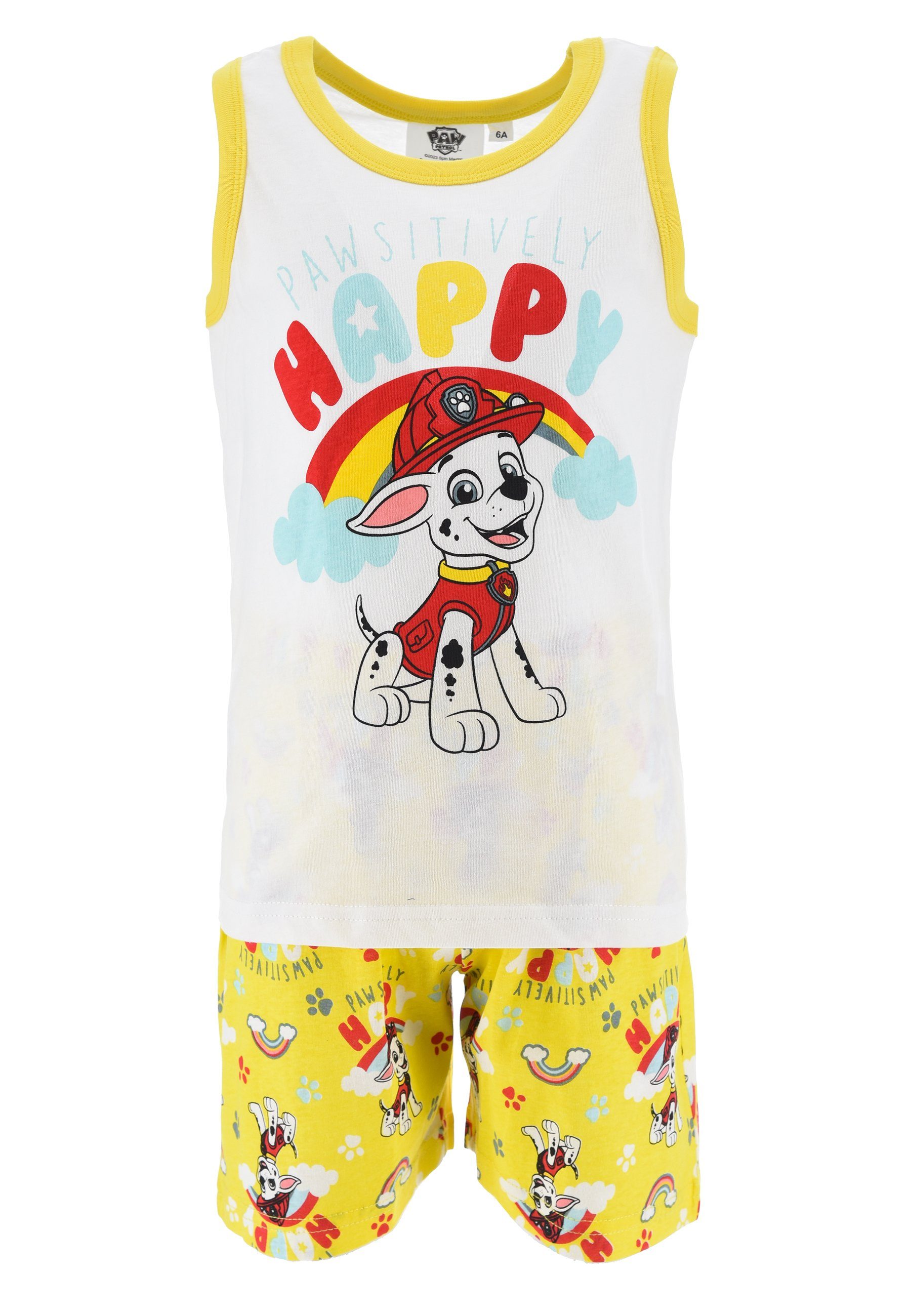 PAW PATROL Schlafanzug Marshall Tank-Top Pyjama-Set (2 tlg) Weiß