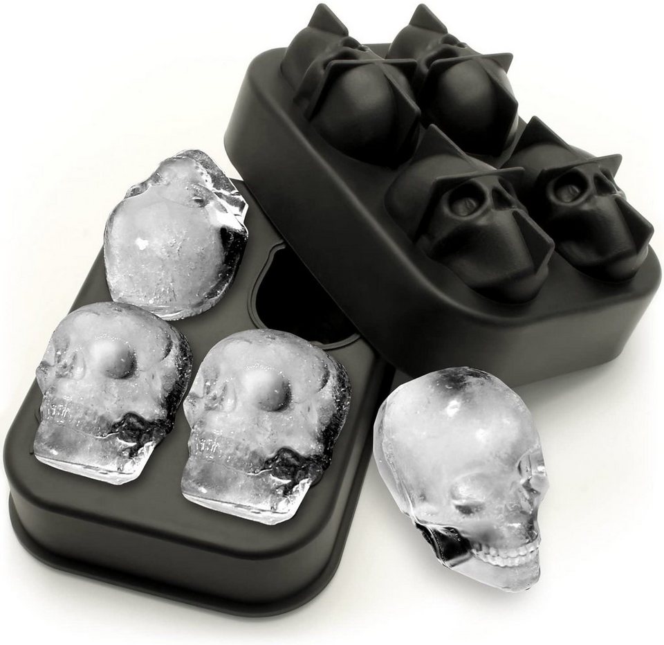 Alster Herz Eiswürfelform »Silikon Eiswürfelform 3D Effekt Totenkopf ...