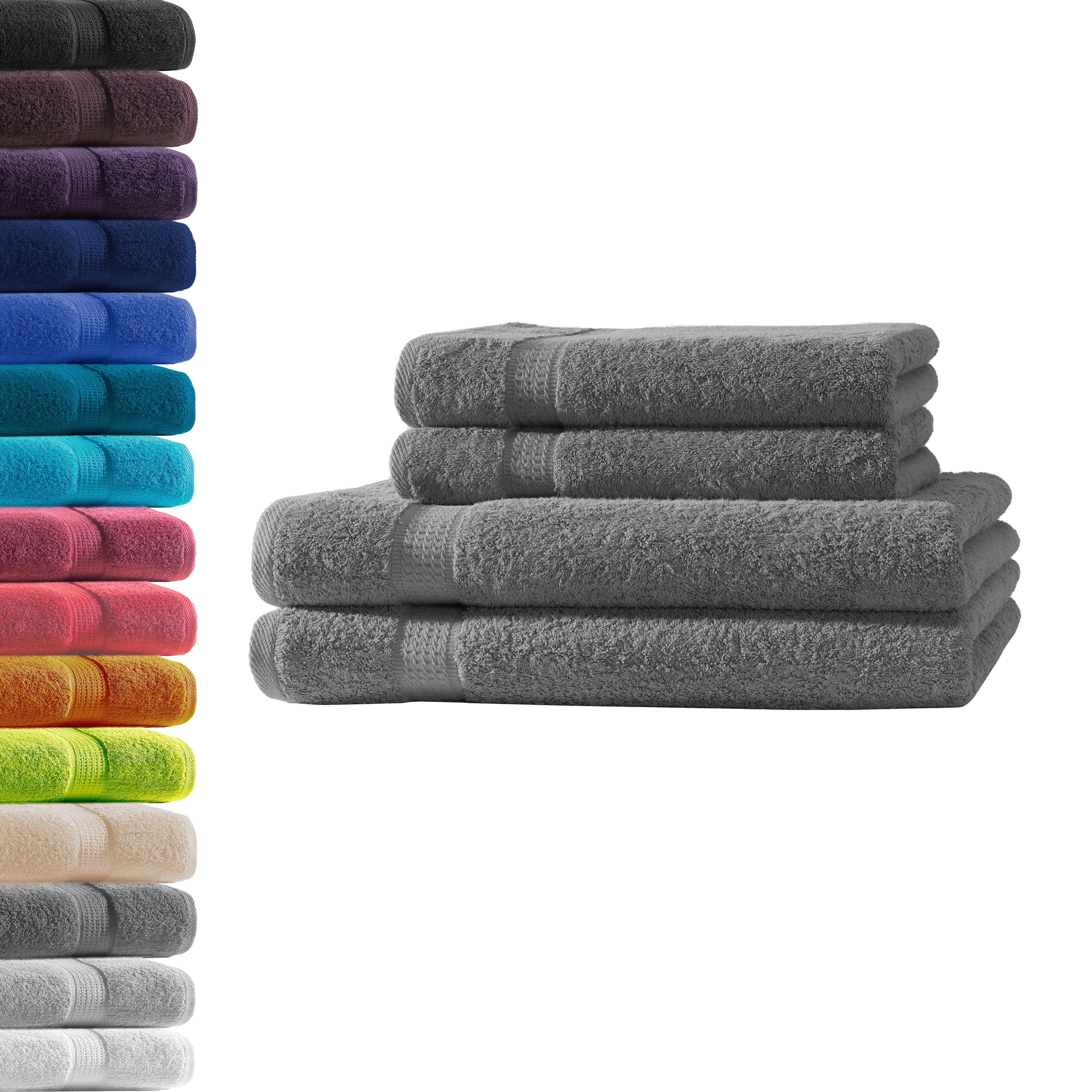 Hometex Premium Textiles Handtuch in Premium Qualität 500 g/m², Feinster Frottier-Stoff 100% Baumwolle, 2x Duschtuch + 2 Handtuch, weich, saugfähig, extra schwer & flauschig