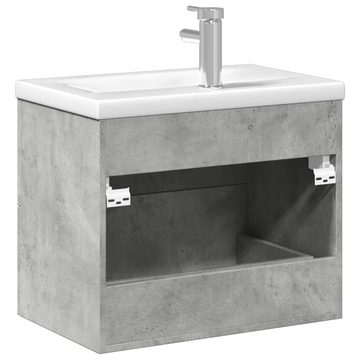 vidaXL Badezimmerspiegelschrank Waschbeckenunterschrank mit Einbaubecken Betongrau
