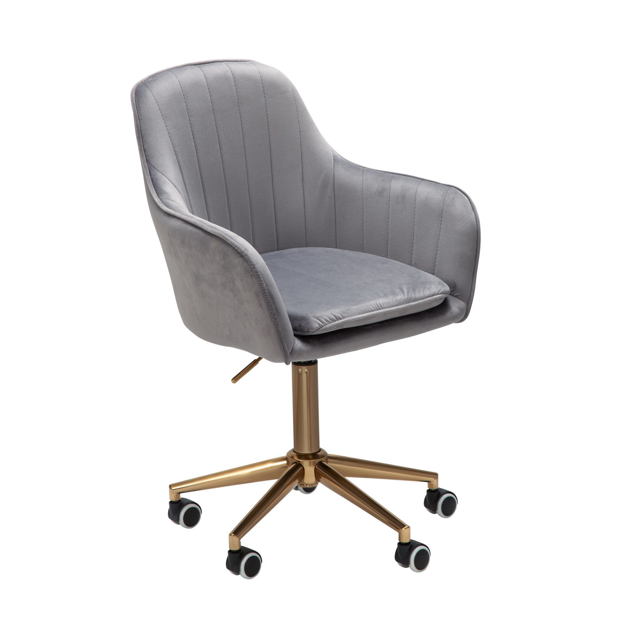 FINEBUY Schalenstuhl SuVa24215_1 (Design Schalenstuhl Drehbar mit Lehne, Samt Rosa), Drehbar, Schreibtischstuhl 120 kg Höhenverstellbar