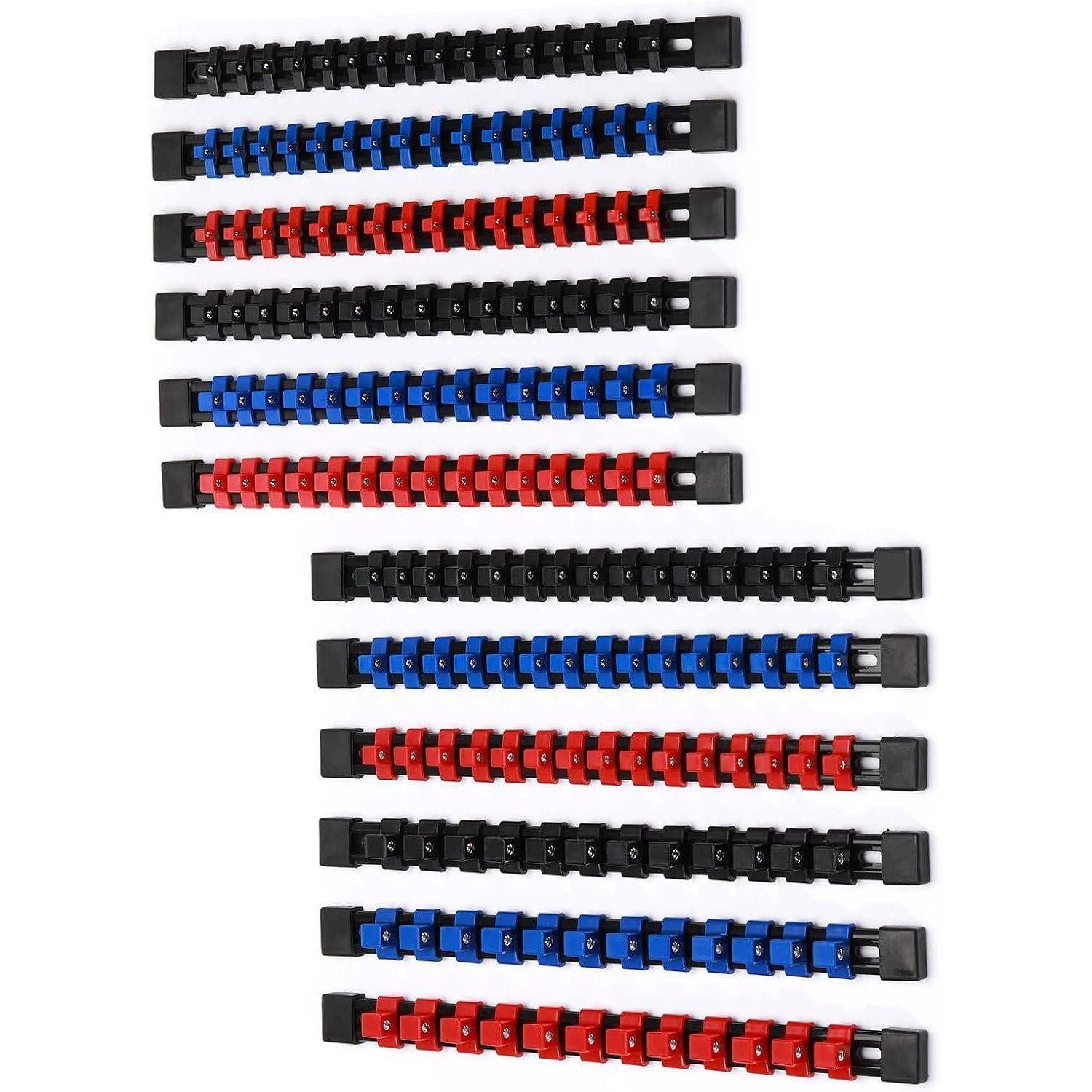 LuxusKollektion Werkzeugeinsatz Steckschlüssel-Organizer 174 Clips 3 Größen blau rot schwarz