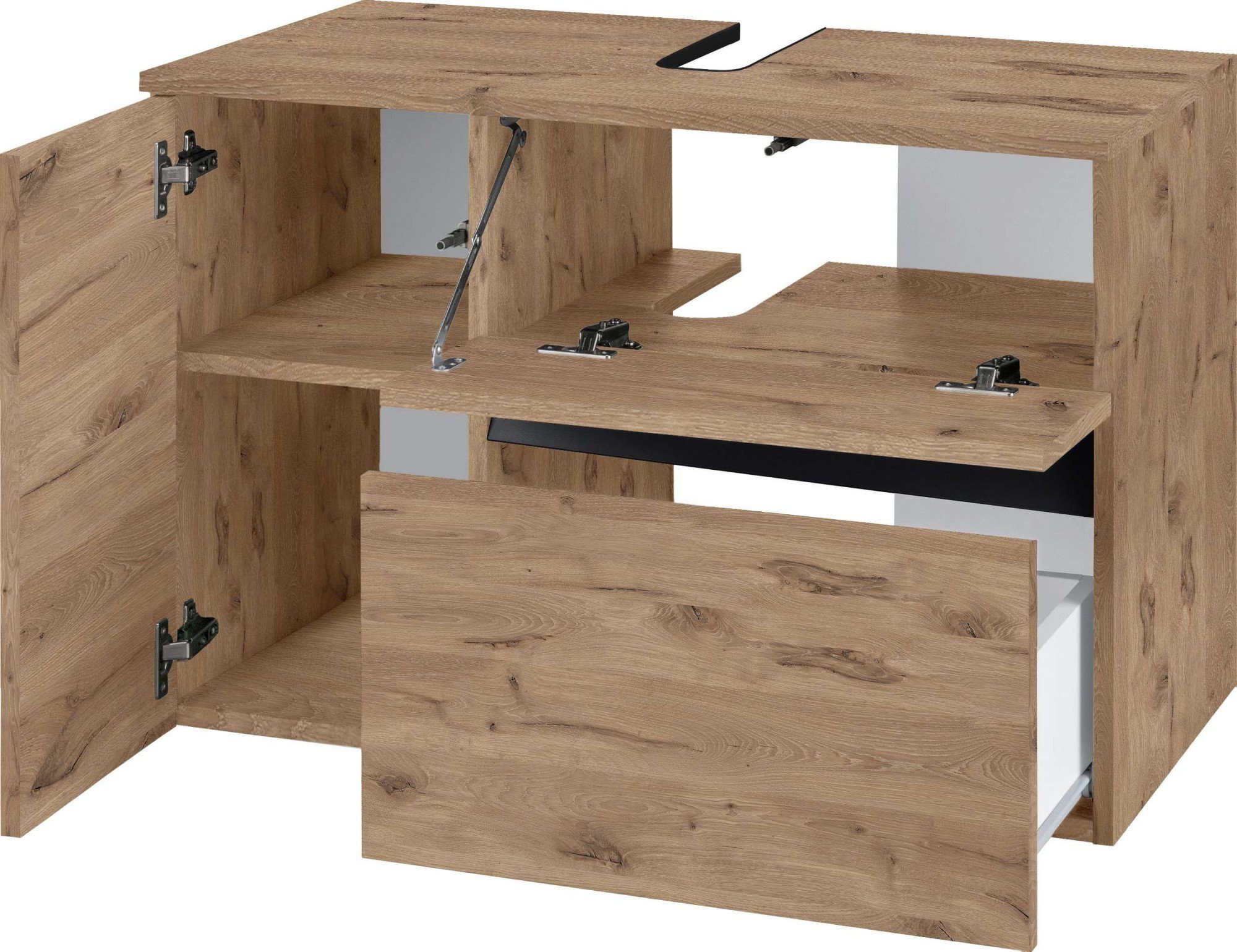 Home affaire Waschbeckenunterschrank Wisla für Wandmontage, Siphonausschnitt, Push-to-open-Funktion, Breite 80 cm