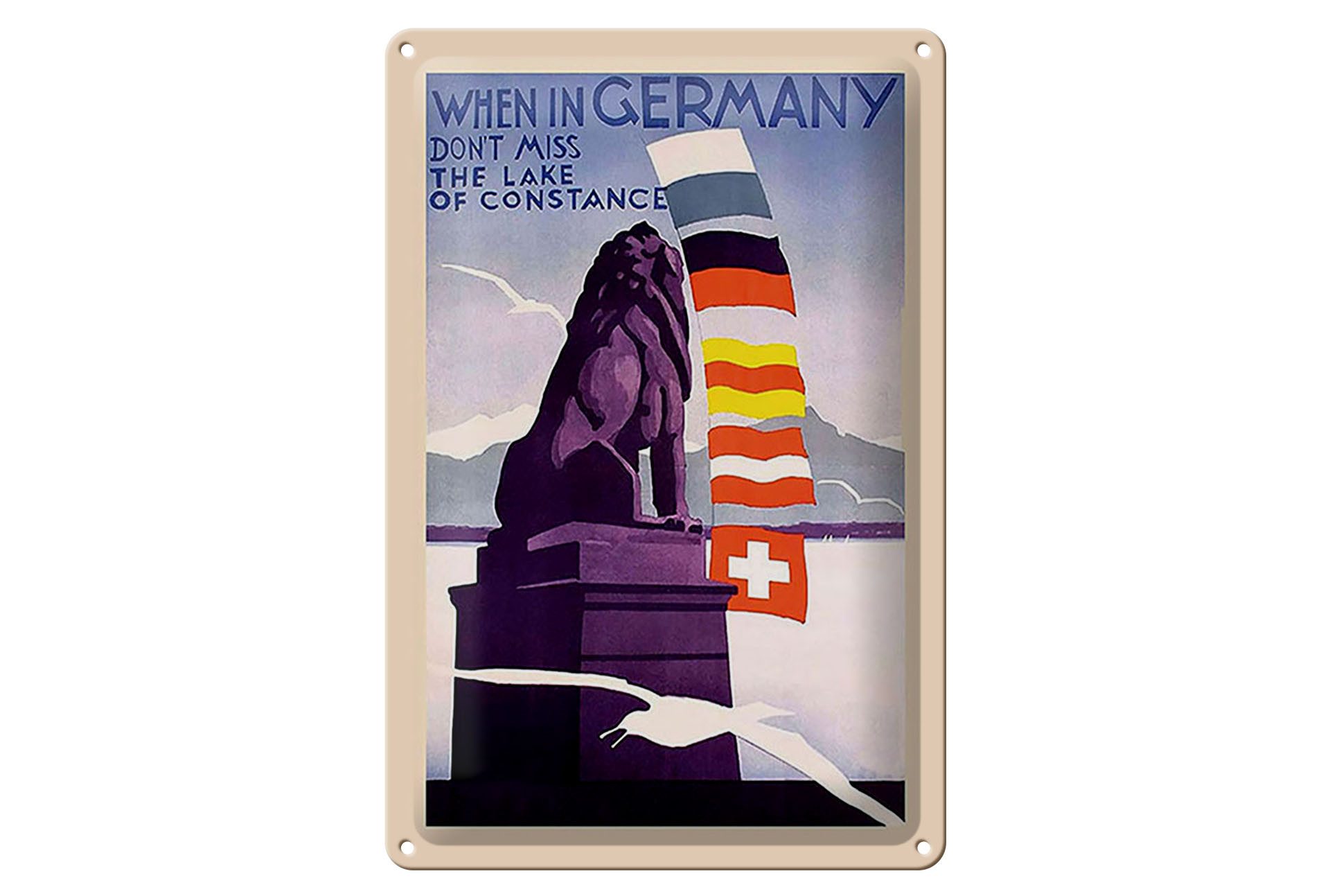 Femer GmbH Metallbild Reise 20x30 cm When in Germany dont miss the lake of Constance