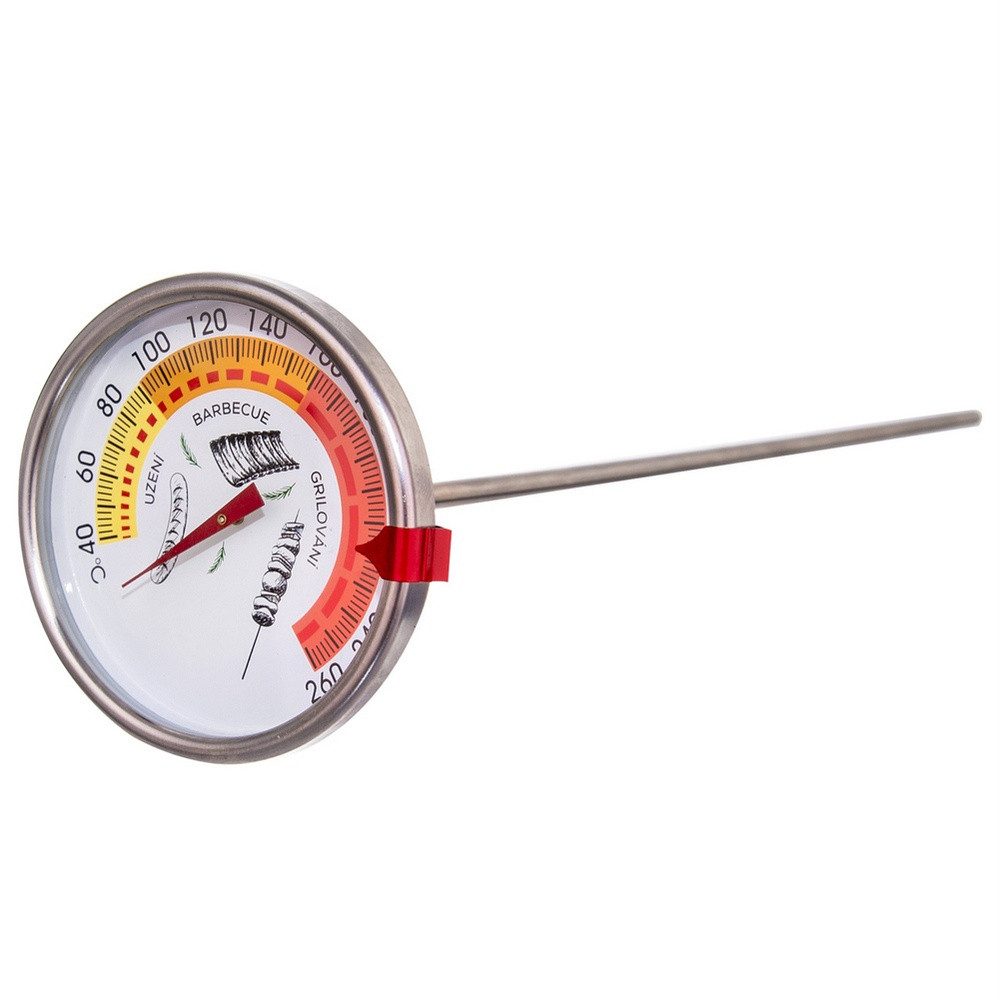 Orion Group Grillthermometer Räucherofen mit langer Sonde 40°C bis 260°C aus Edelstahl, 1-tlg., mit Sonde, robust, temperaturbeständig, 40-260°C, 33 cm
