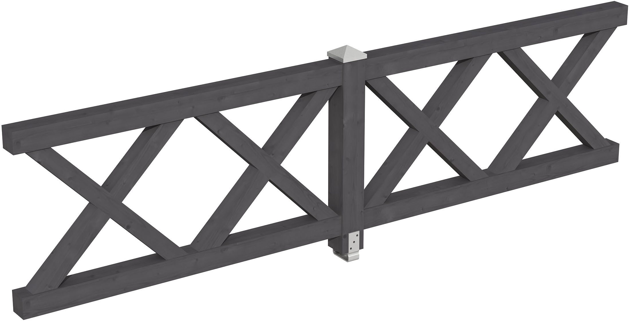 Skanholz Brüstungsgeländer Andreaskreuz, 335 cm Länge, 84 cm Höhe, mit 1 Pfosten