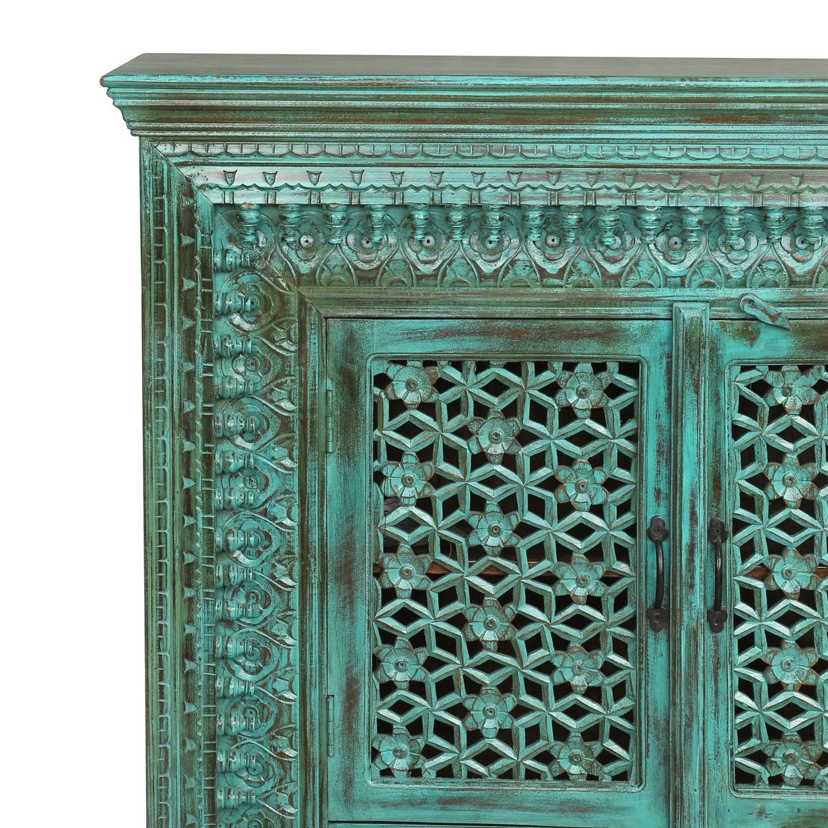 Oriental Galerie Unterschrank Indien Sideboard Santosh Antik Design 165 cm Anrichte Esszimmer, Kommode Flur, Schuhschrank