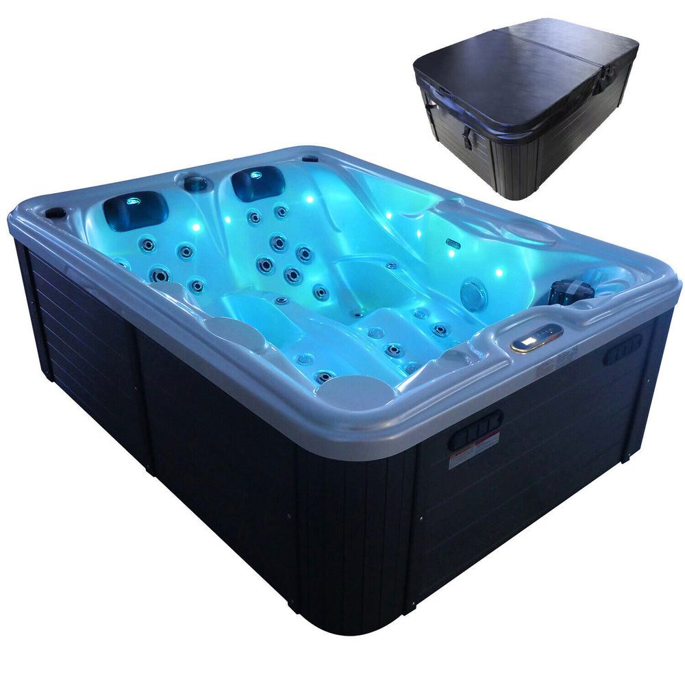 DEKO VERTRIEB BAYERN Whirlpool XXL Luxus SPA LED Whirlpool SET 210x160 Outdoor-Indoor Pool 46 JETs Ba