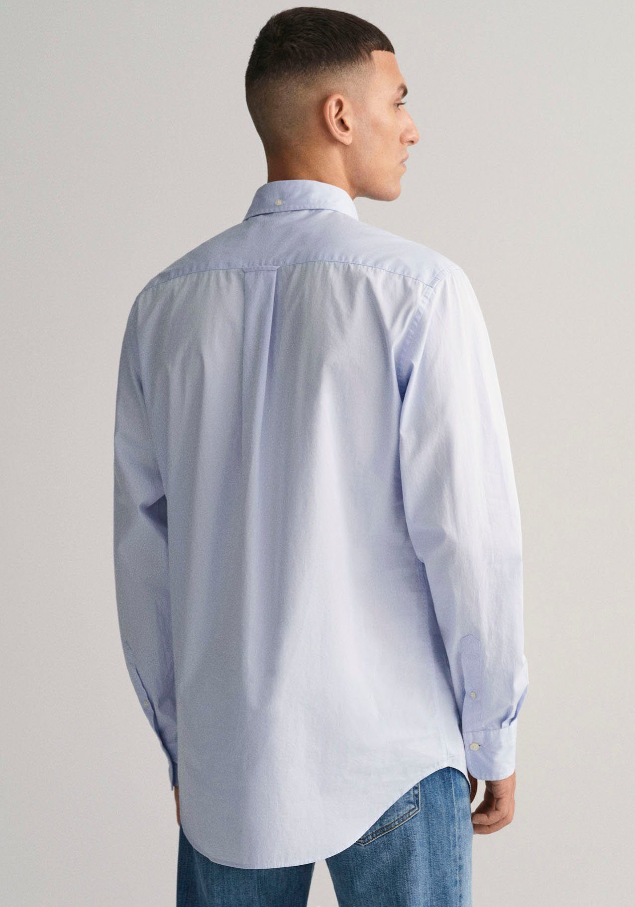 der Langarmhemd Brusttasche auf Label REG Blue Gant mit SHIRT Stickerei POPLIN Light