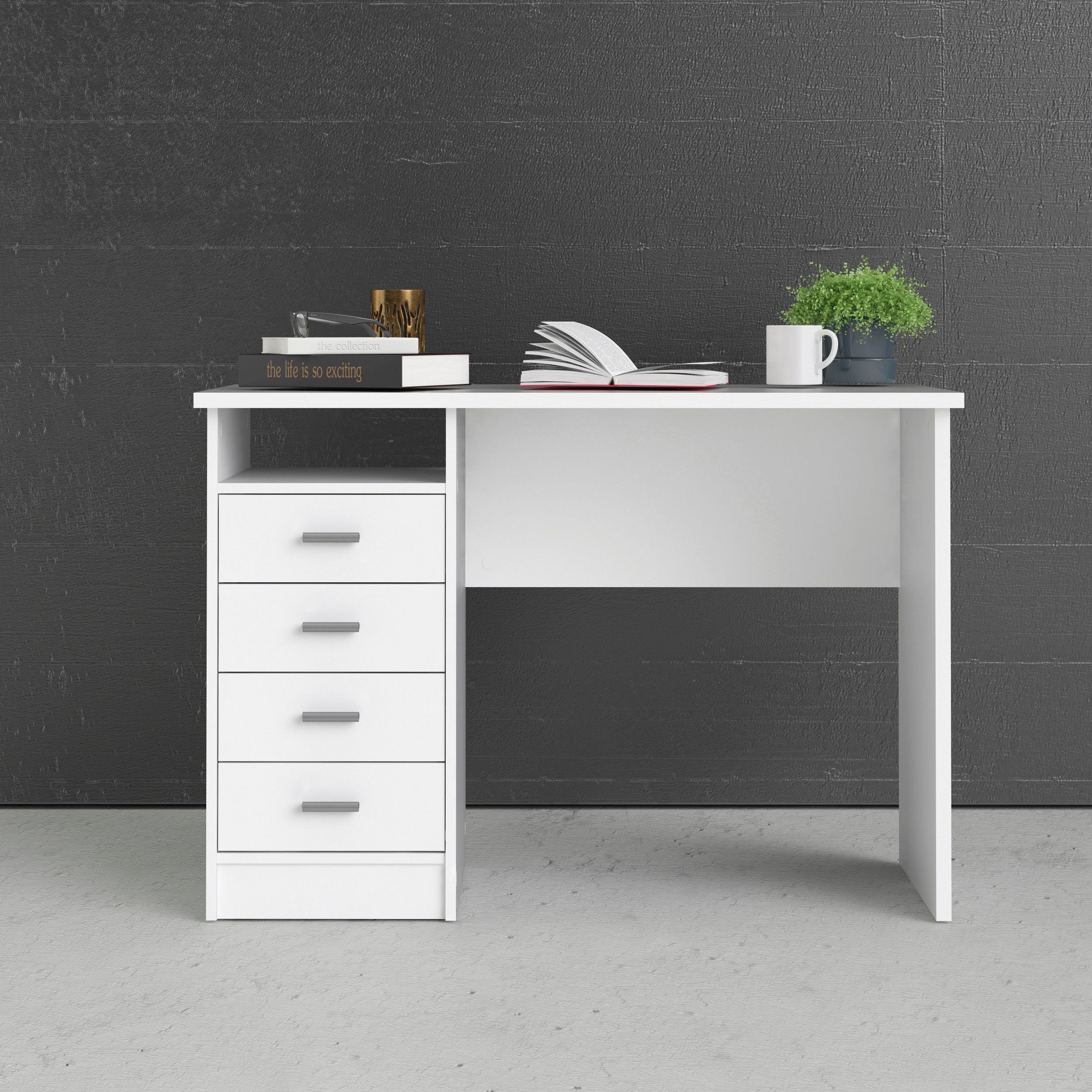 Home affaire Schreibtisch Function Plus, Arbeitstisch, Bürotisch, staurum, minimalistisch, mit 4 Schubladen,1 Einlegeboden, zeitlos, 1 offenes Fachbreite 110 cm