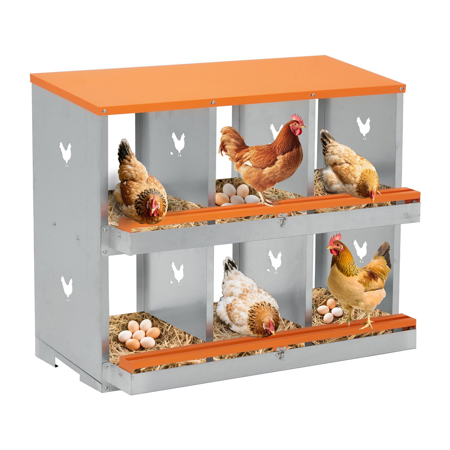 GarveeMore Hühnerstall Nistkasten Hühnernest mit 2/3 Abteile Auffangschalen Hühnerstall