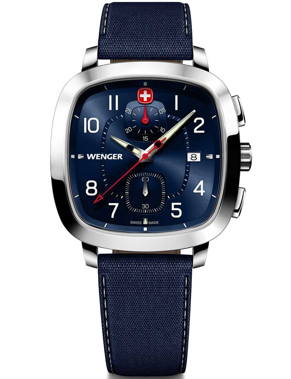 Wenger Quarzuhr Wenger 01.1933.110 Herrenuhr Vintage Sport Chronograph 40mm 5ATM Wenger 01.1933.110 Herrenuhr Vintage Sport Chronograph 40mm 5ATM