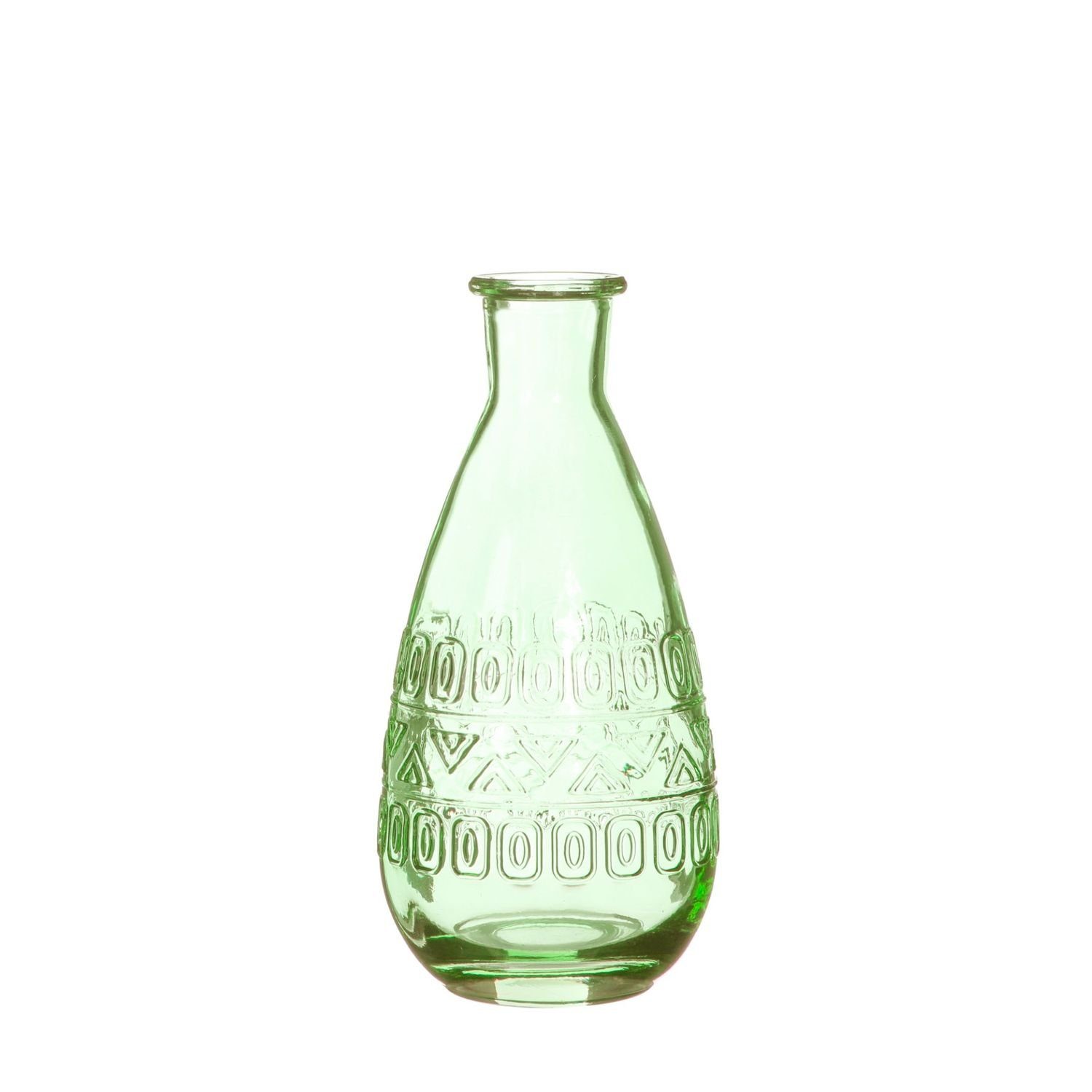 NaDeco Dekovase Glas Flasche Rome in Hellgrün h. 15,8 cm Ø 7,5 cm