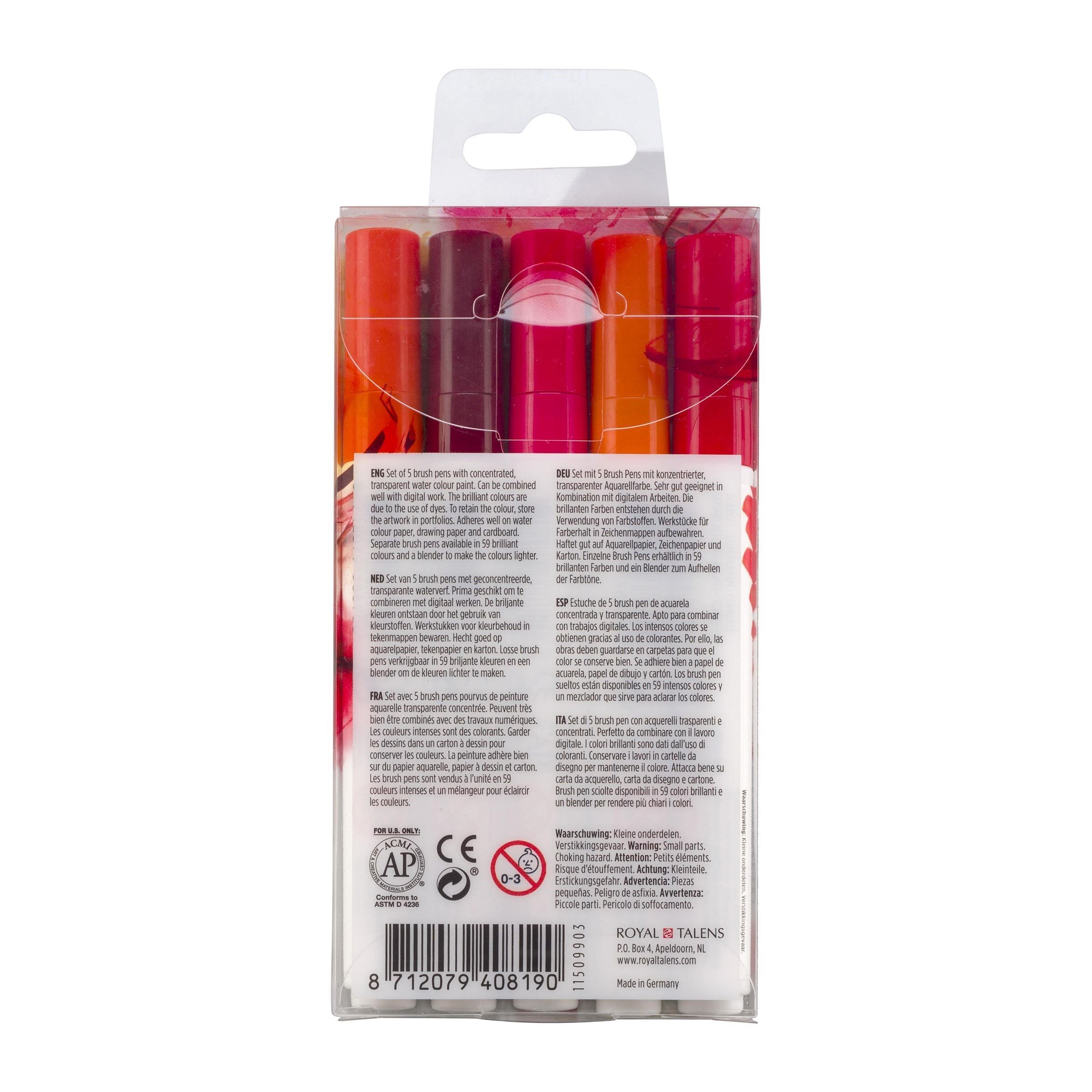 Talens Aquarellstifte ECOLINE Brushpen Set Rottöne (Red) 5