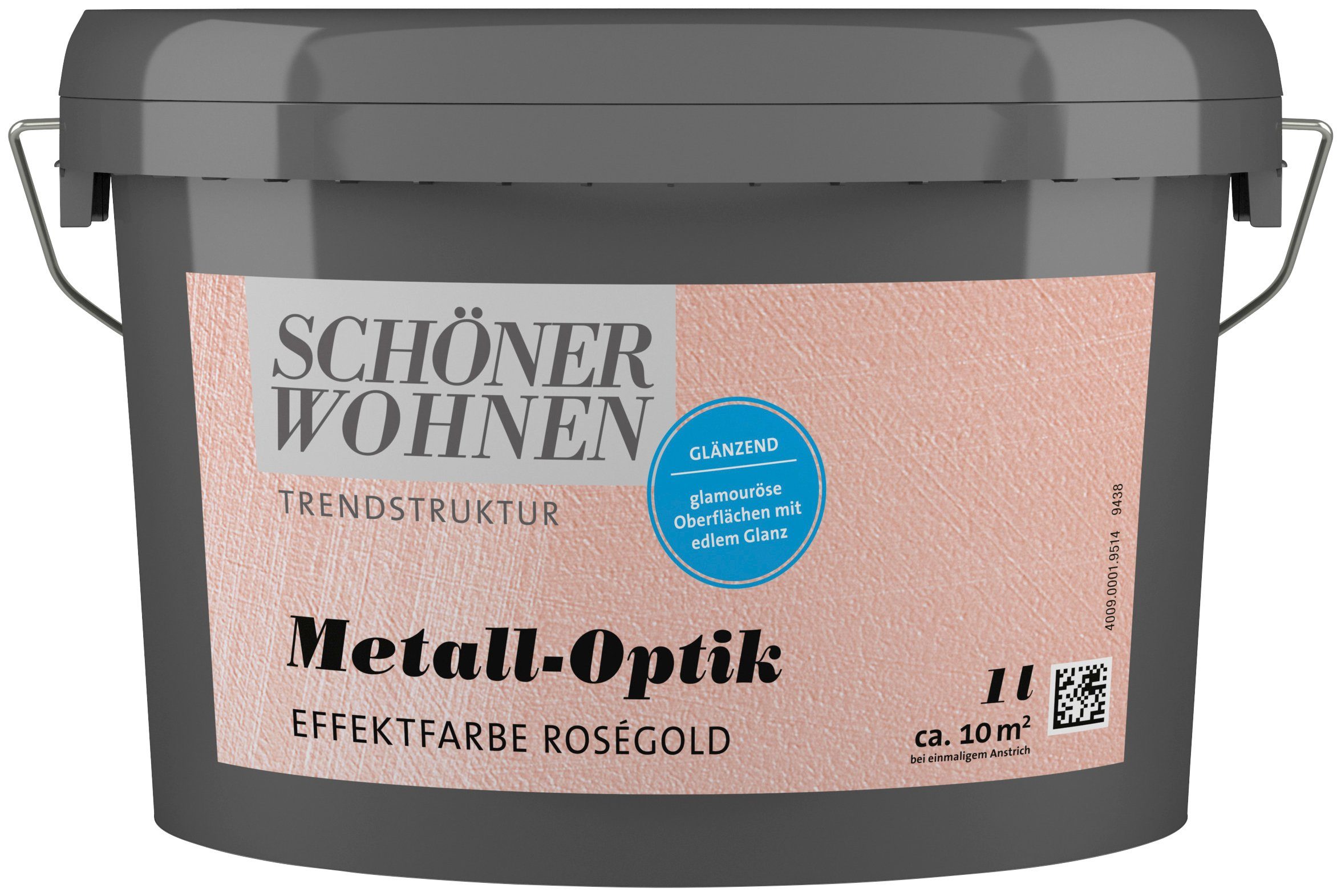 SCHÖNER WOHNEN FARBE Wandfarbe TRENDSTRUKTUR Metall-Optik Effektfarbe, 1 Liter, glänzende Effektfarbe für metallischen Look