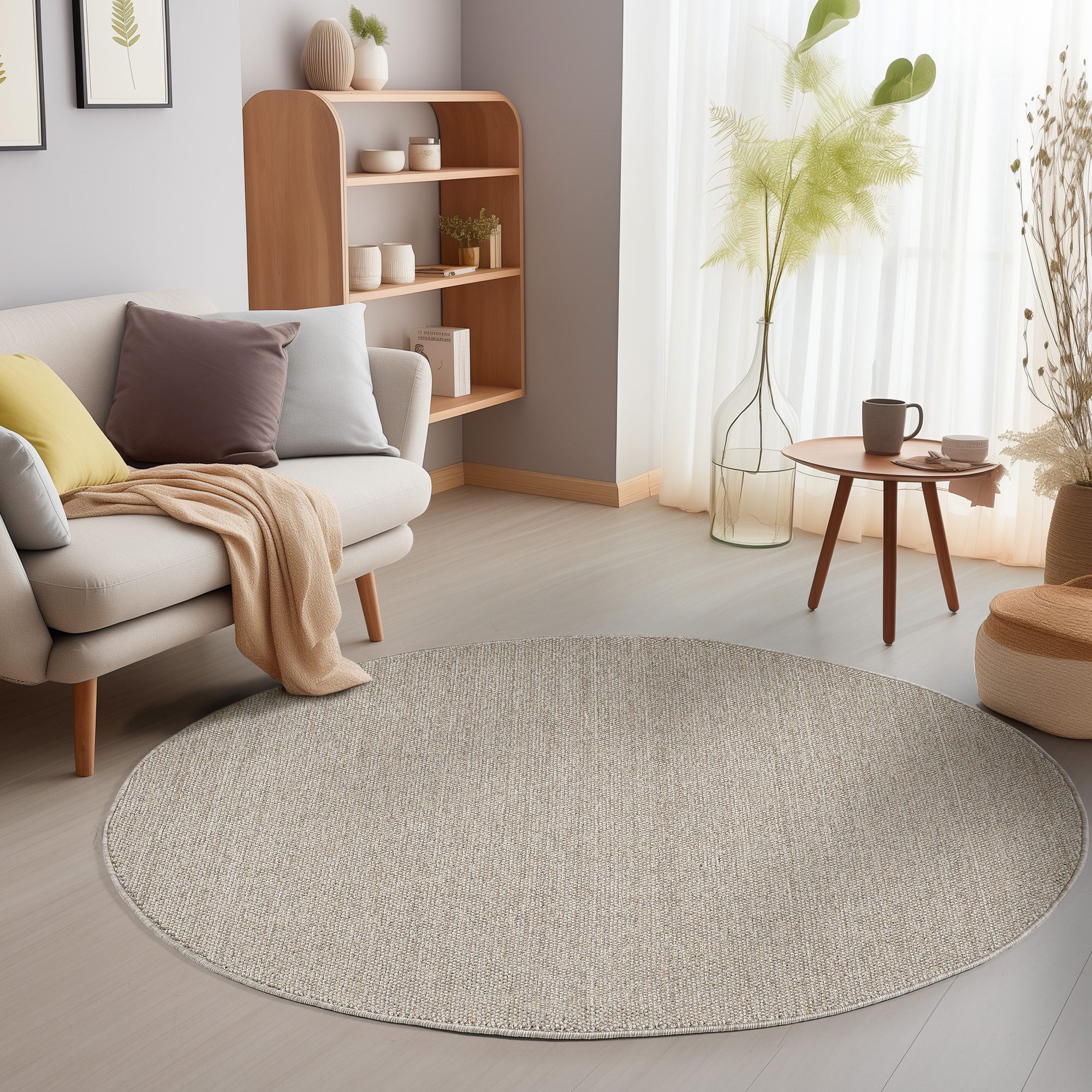 SIMPEX24 Teppich Unicolor, Rund, Höhe: 7 mm, Schlingenteppich Schlafzimmer günstig online kaufen
