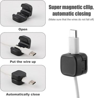 HYTIREBY kabelhalter selbstklebend Magnetische 6 Stück Mauskabelhalter (Verstellbare Kabel Organizer für Ladekabeln, USB etc)
