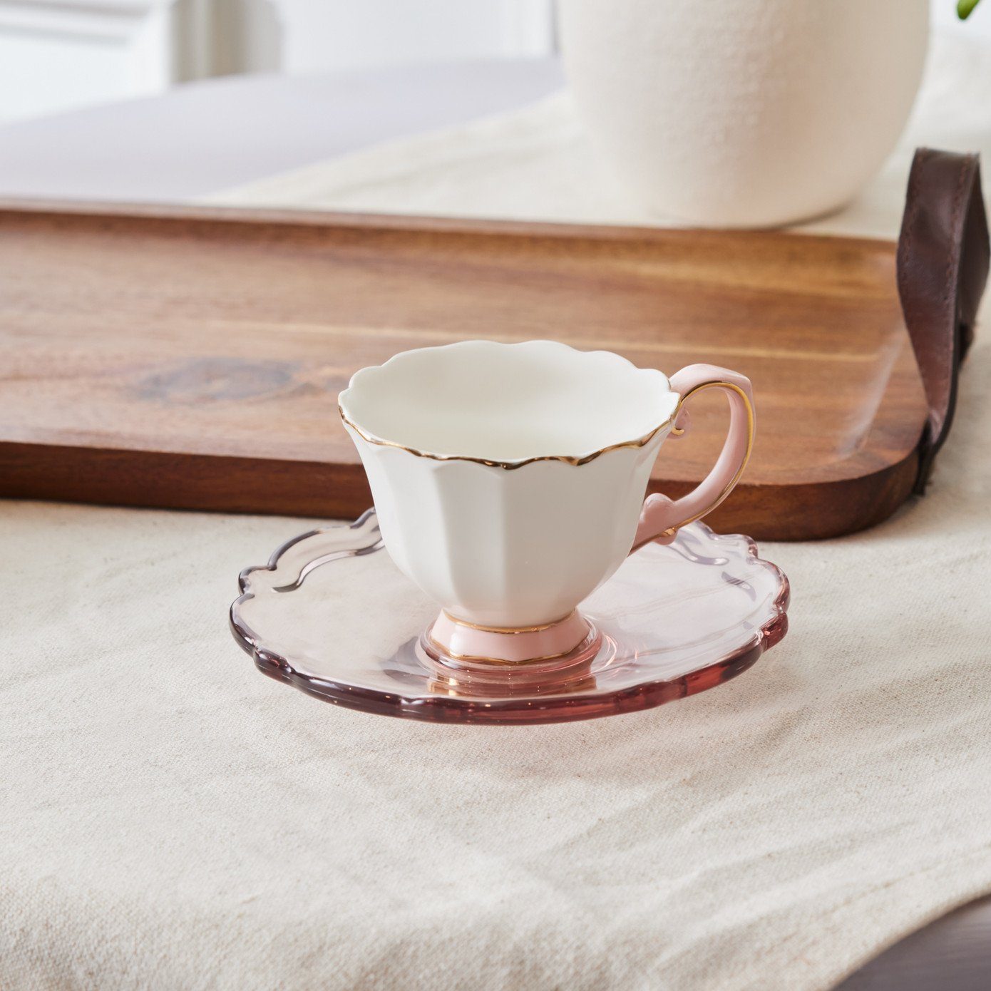 Karaca Aster Kaffeetassen Set - 2 Türkische Espresso Tassen Mit Untertassen