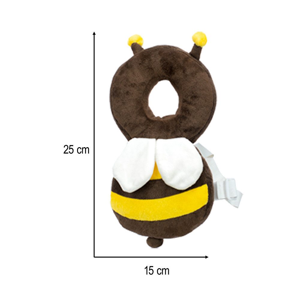 Ikonka Kopfschutz Baby Kopf-Schutz Rucksack Biene – Lauflernhilfe mit Polster (Fall-Schutzkissen für Kleinkinder in Rucksack-Form mit Polsterung, 1x Baby-Kopfschutz-Rucksack in Bienendesign mit Schultergurten), Weiches Polster schützt Babys Kopf beim Laufenlernen zuverlässig