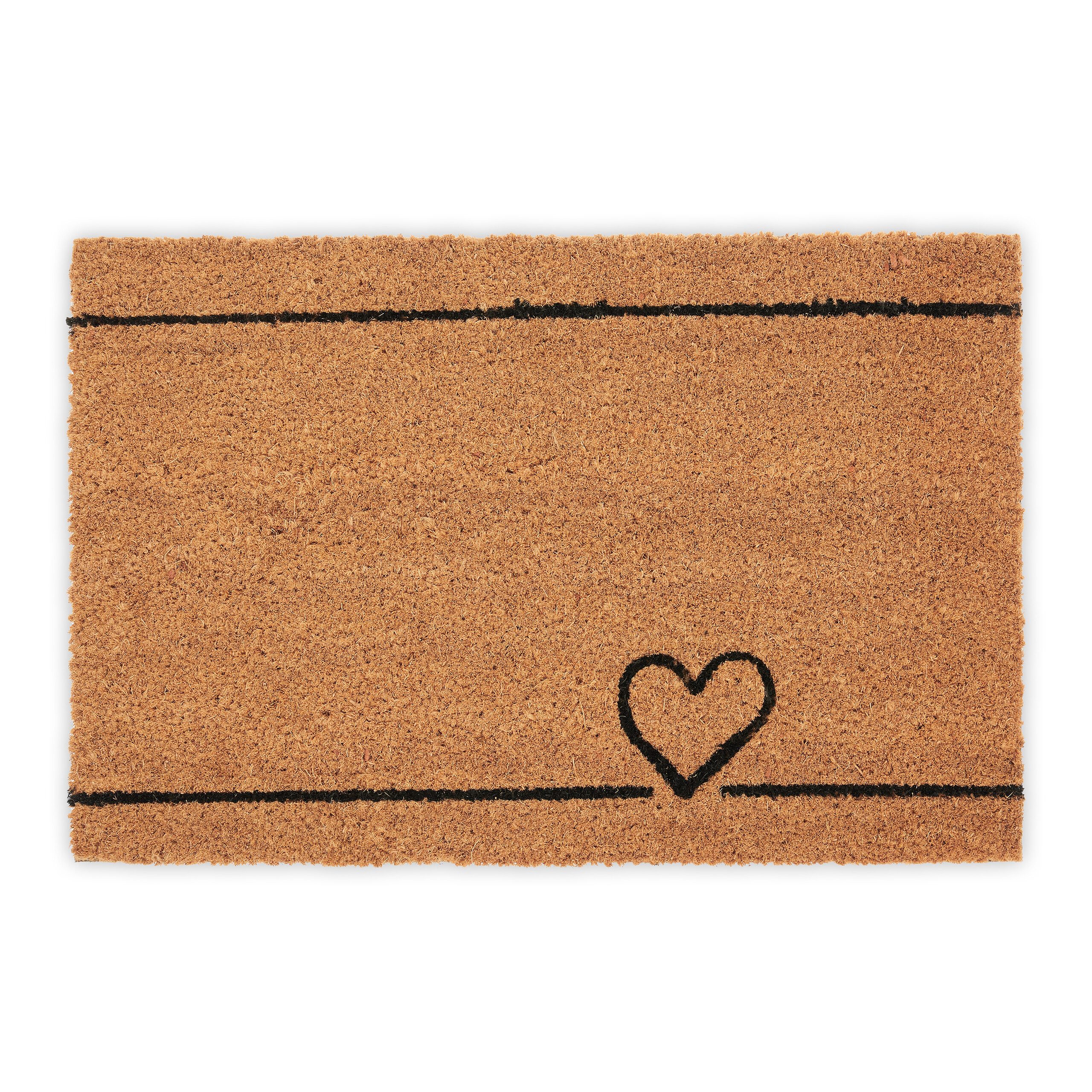 relaxdays Fußmatte Kokos Fußmatte Herz, rechteckig, Höhe: 15 mm günstig online kaufen
