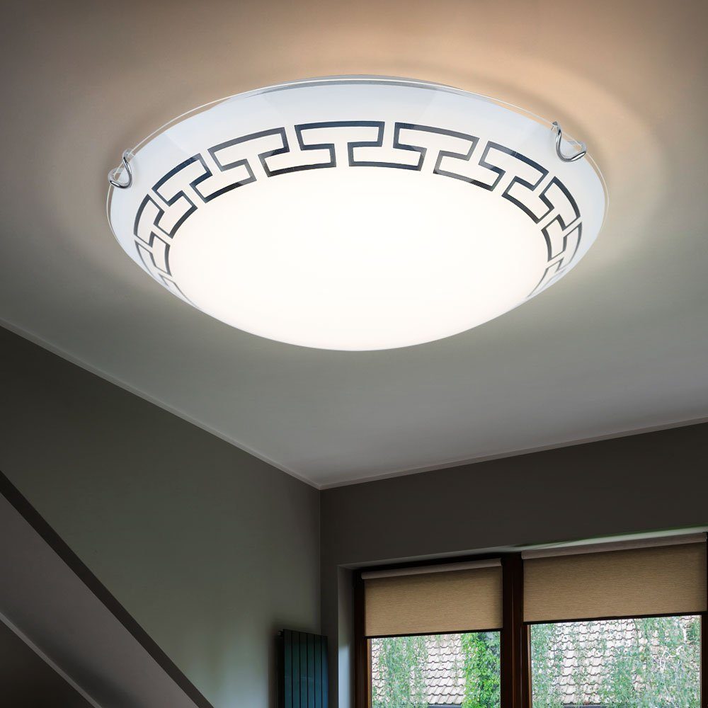 GLOBO LIGHTING LED Deckenleuchte, LED-Leuchtmittel fest verbaut, Warmweiß, Deckenleuchte Flurlampe Deckenlampe LED Glas satiniert gemustert