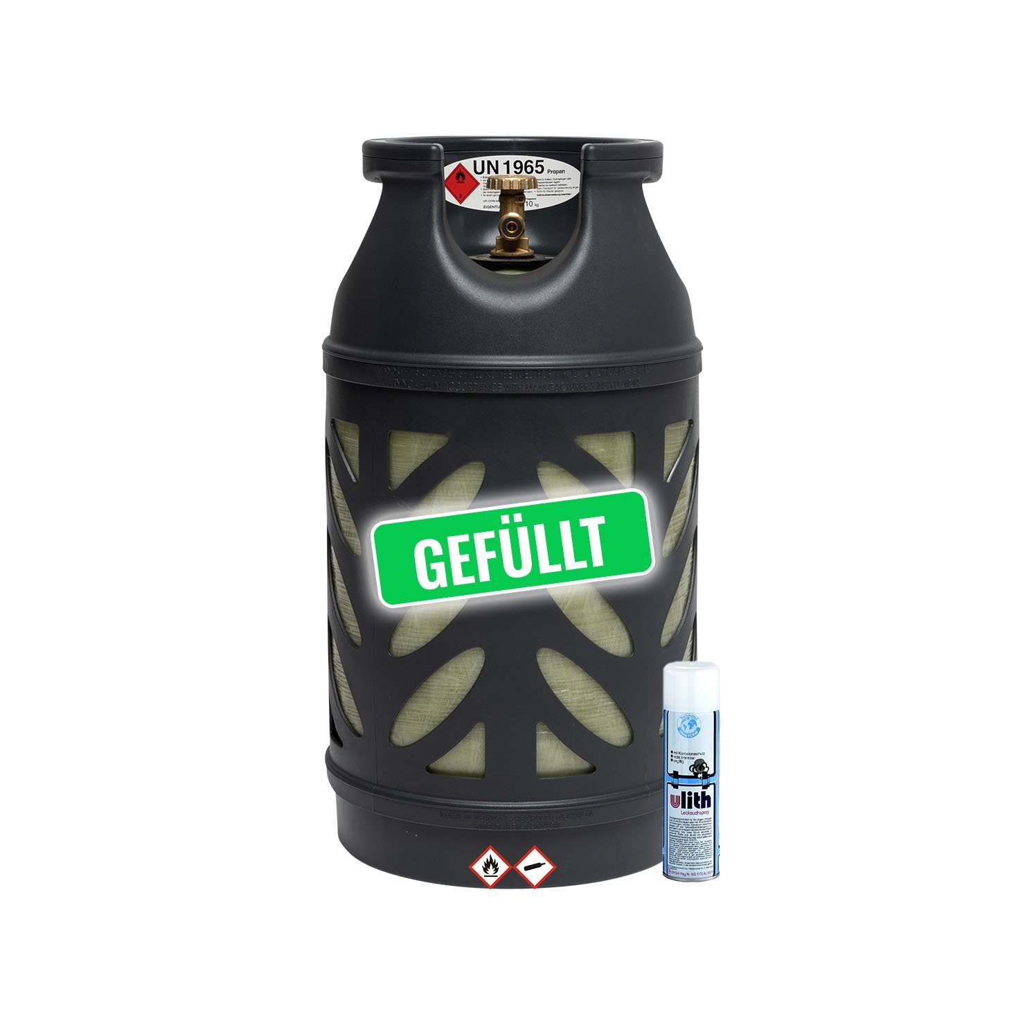 BlueCraft Gas, 1x 10 kg Composite Propangasflasche gefüllt inkl. Lecksuchspray