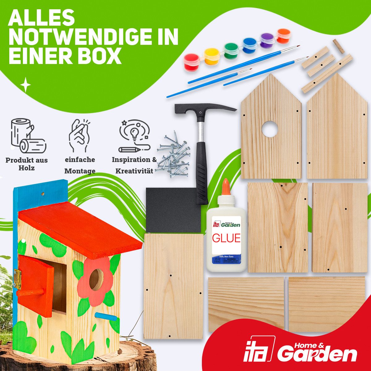Thumbnail - ITA Nistkasten Nistkasten DIY Bastelset zum Zusammenbauen und Bemalen, Bausatz zum Bauen und Malen für Kinder Bastelset ...