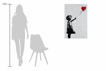 KUNSTLOFT Gemälde Banksy's Heart Balloon 60x90 cm, Leinwandbild 100% HANDGEMALT Wandbild Wohnzimmer