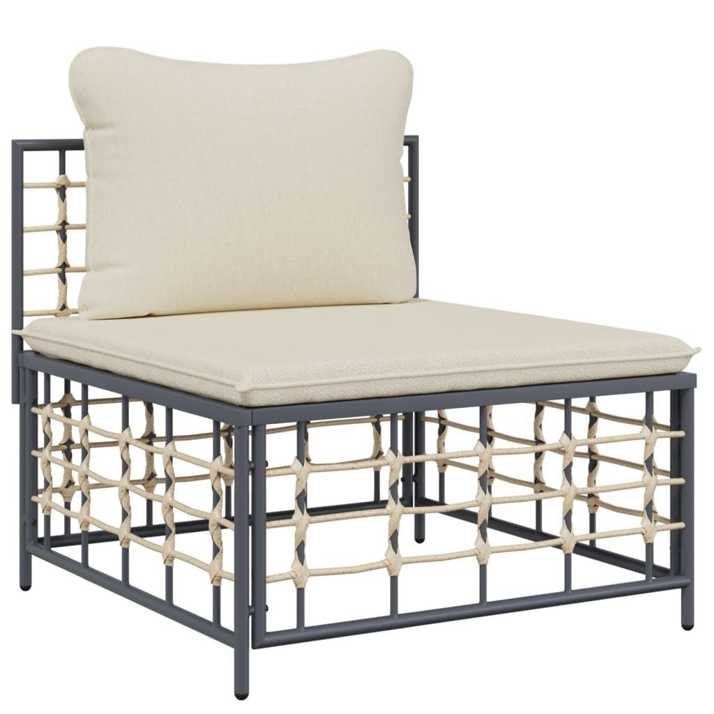 Beige Anthrazit Loungesofa mit Kissen Rattan, 11-tlg. vidaXL Garten-Lounge-Set Teile Poly 11