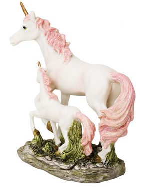 MystiCalls Dekofigur Einhornmutter mit Fohlen, Dekoration, Geschenk, Einhorn, Pferd