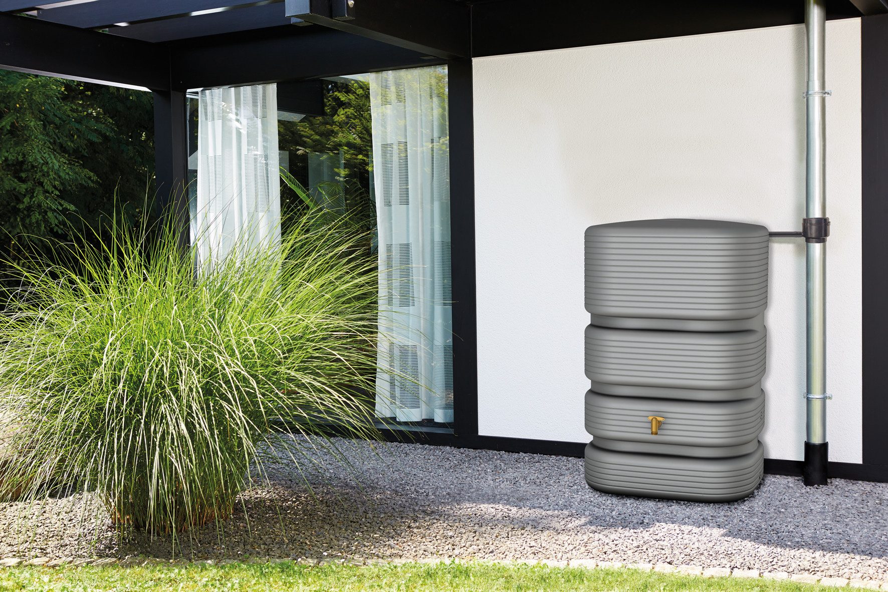 4rain Regentonne QUADRO Wandtank 500 Liter betongrau