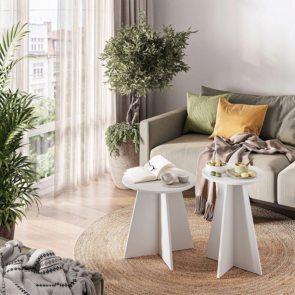 Vicco Couchtisch Forma, Weiß, 40 x 50 cm 2er Set (2-St)