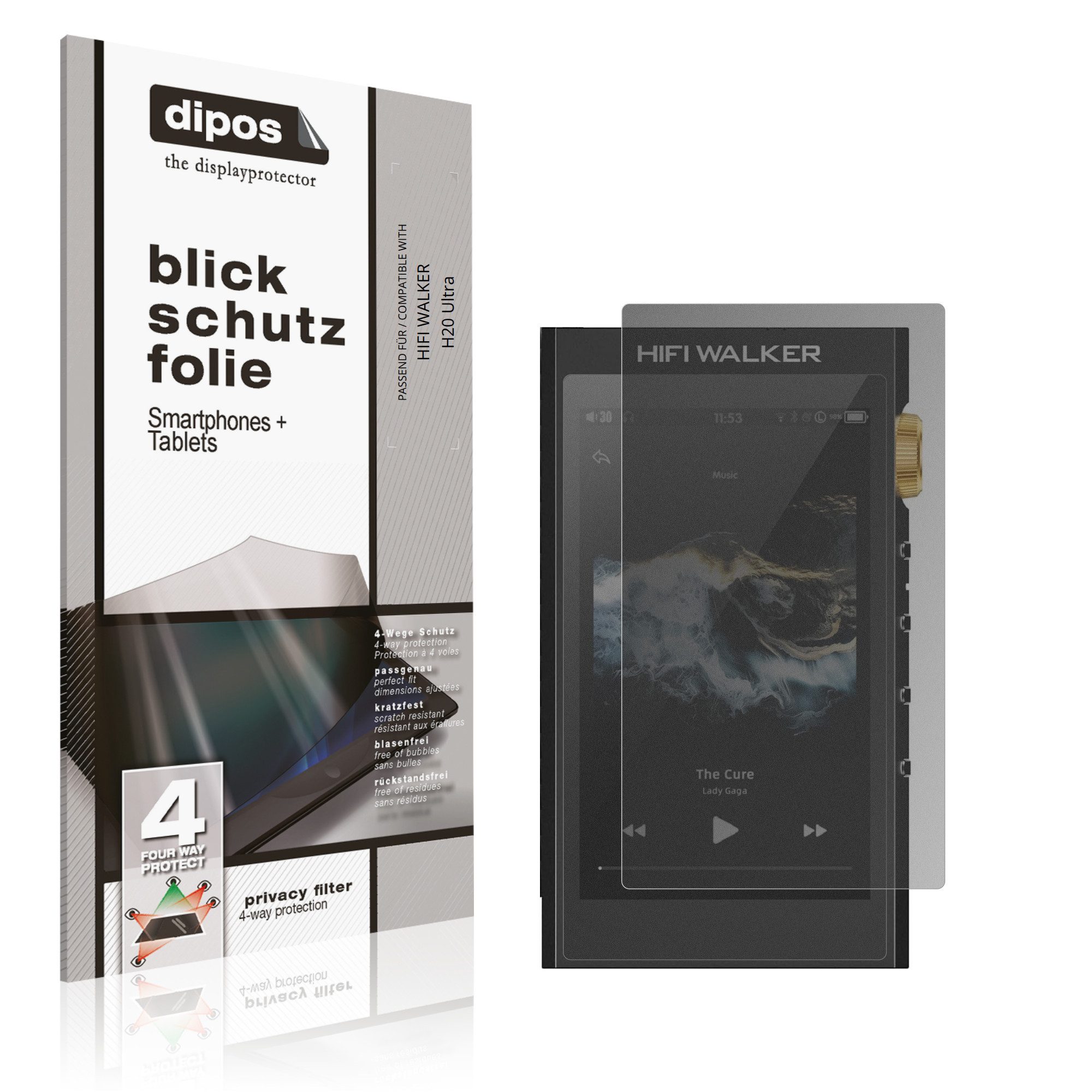 dipos Displayschutzfolie Schutzfolie für HIFI WALKER H20 Ultra, 1 Stück, Displayschutz Schutz Folie Made in Germany